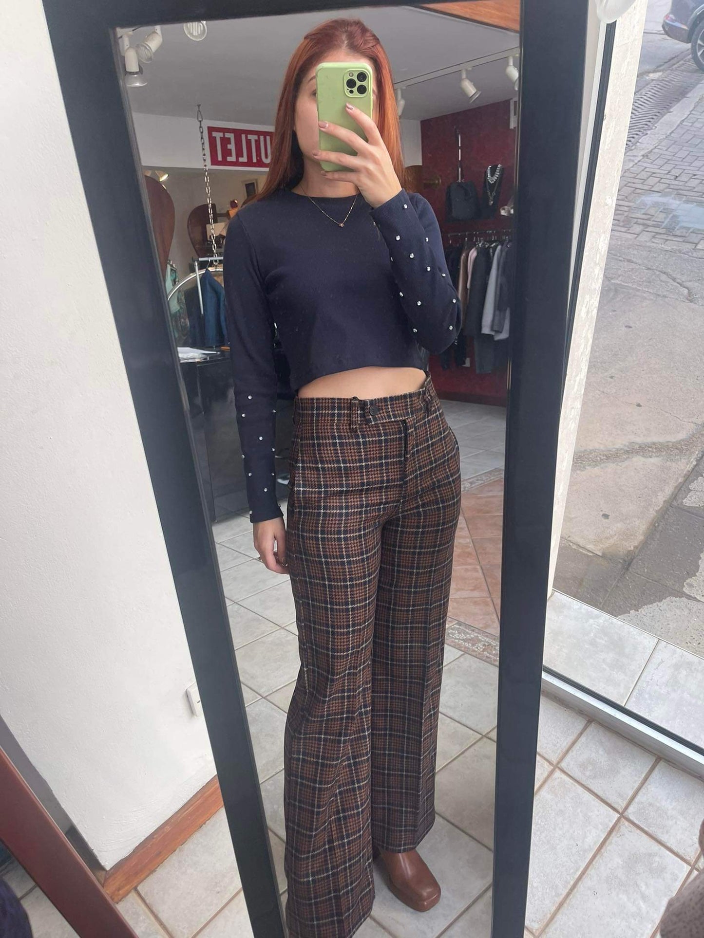 Palazzo check trousers