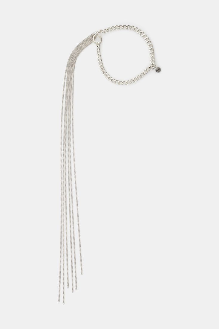 Thin mesh chain belt with fringes