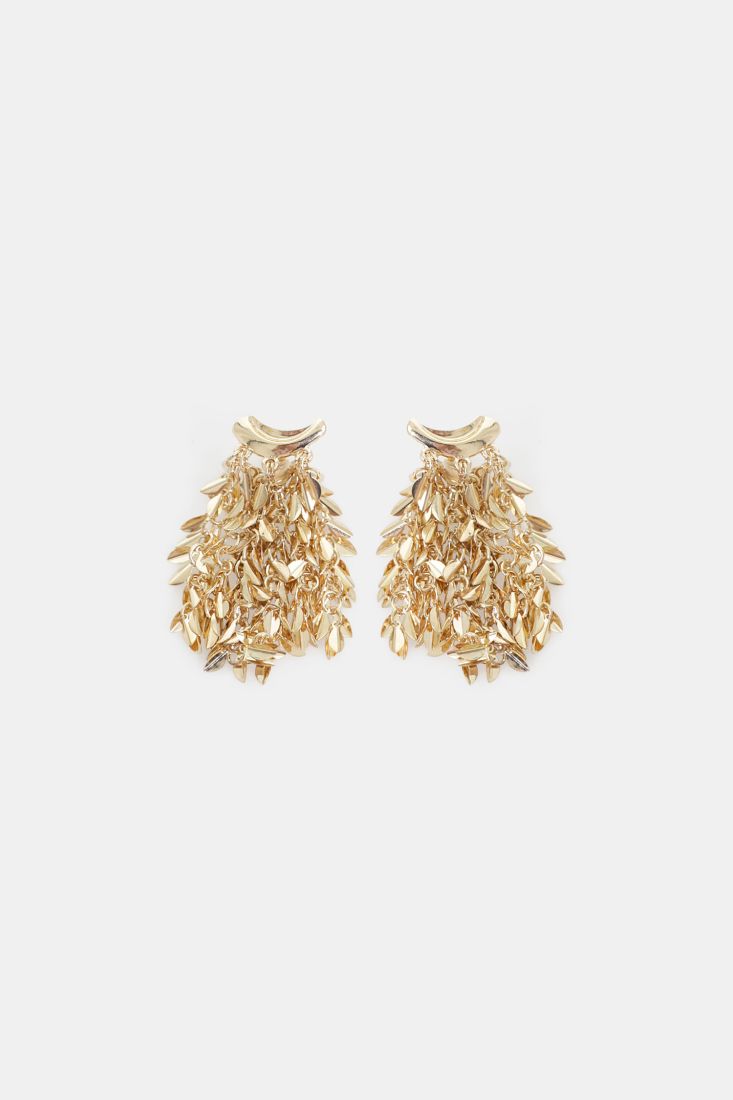 Leaf fringe drop earrings
