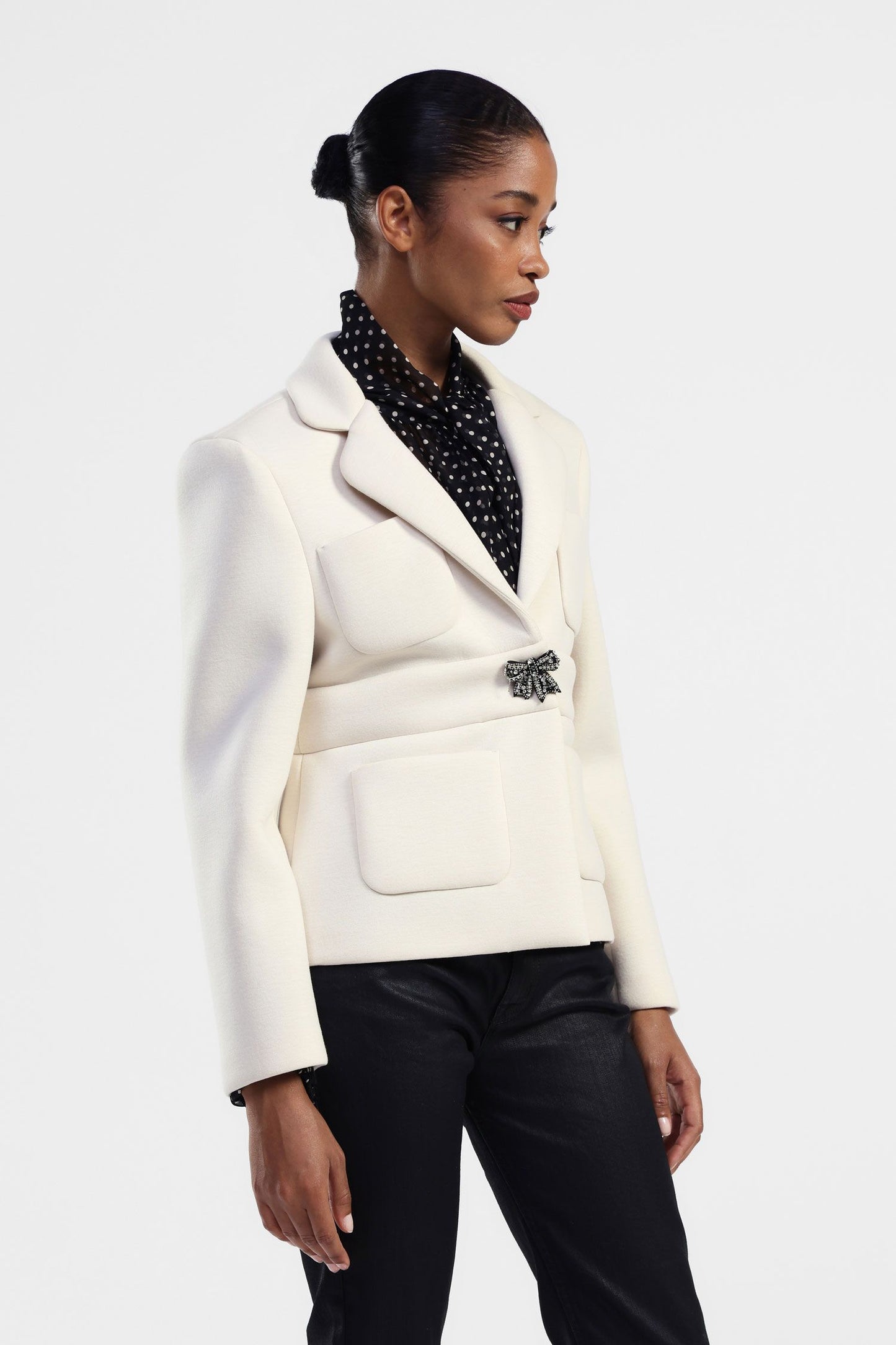 Light gray blazer with front pockets