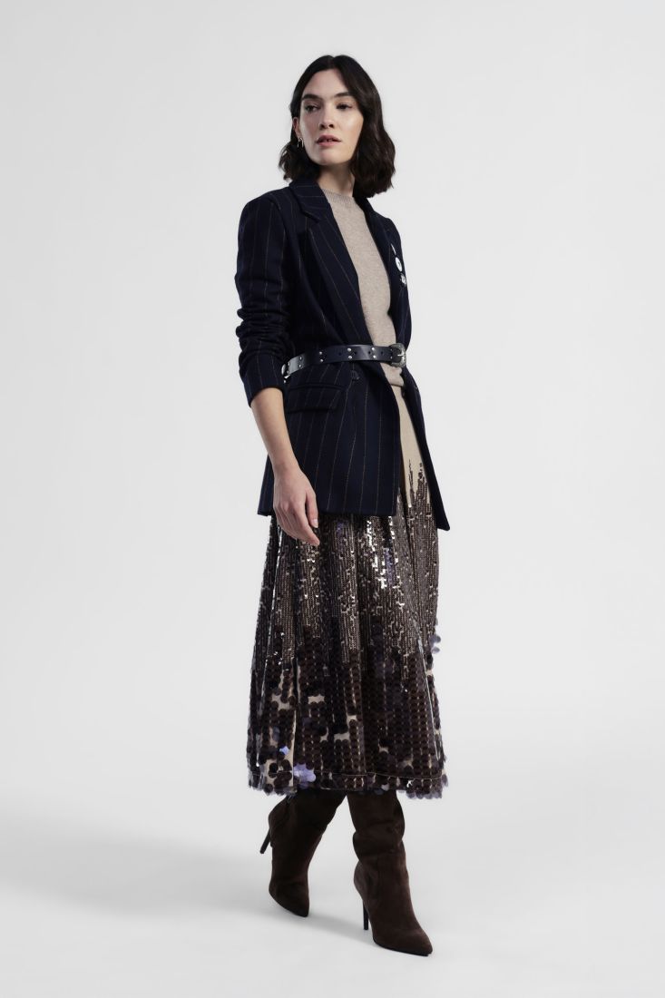 Pleated midi skirt with sequin details