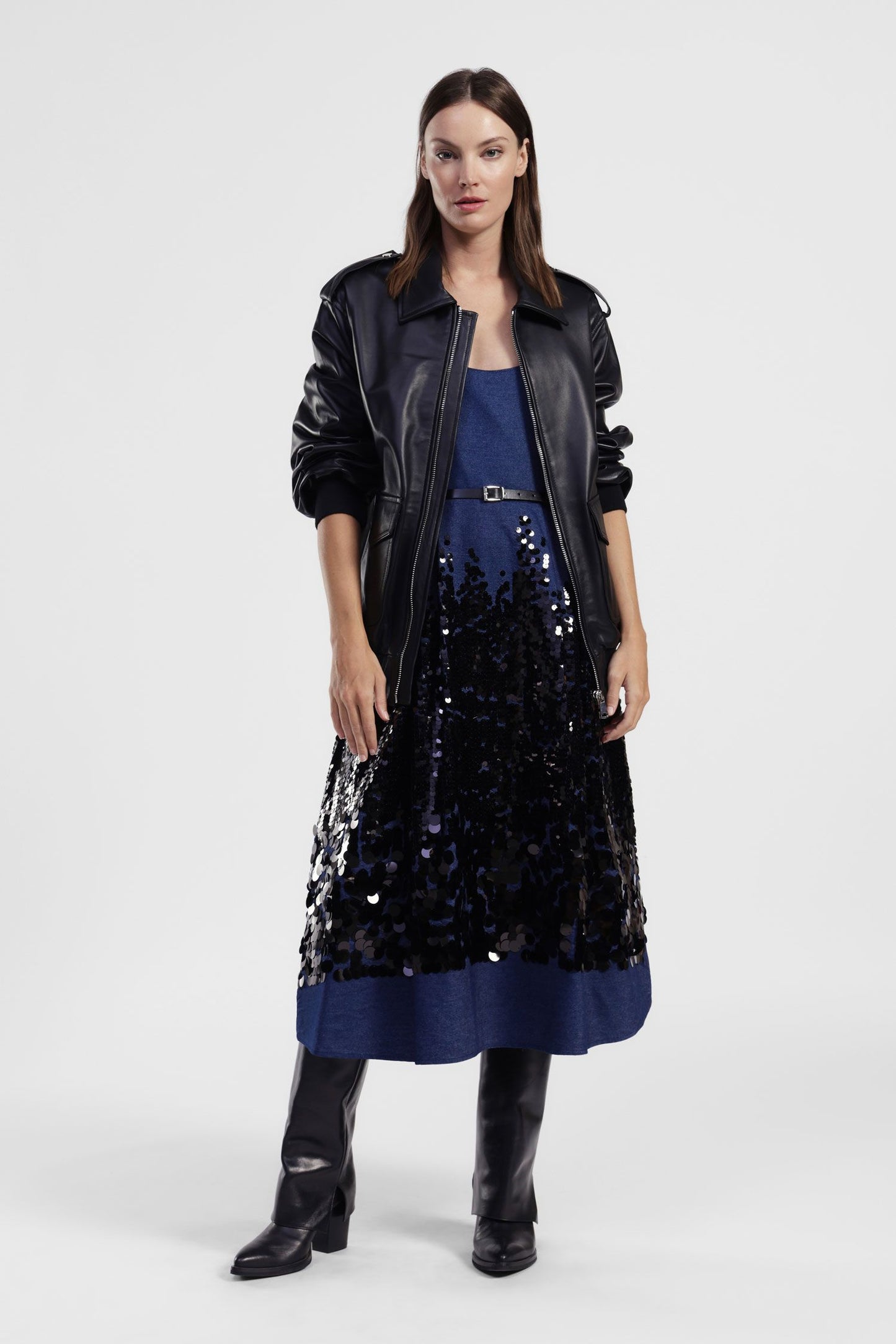 Blue midi sequin dress