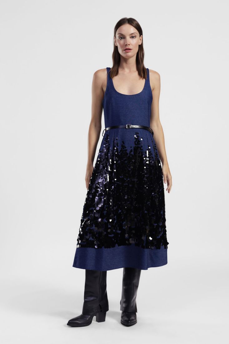 Blue midi sequin dress