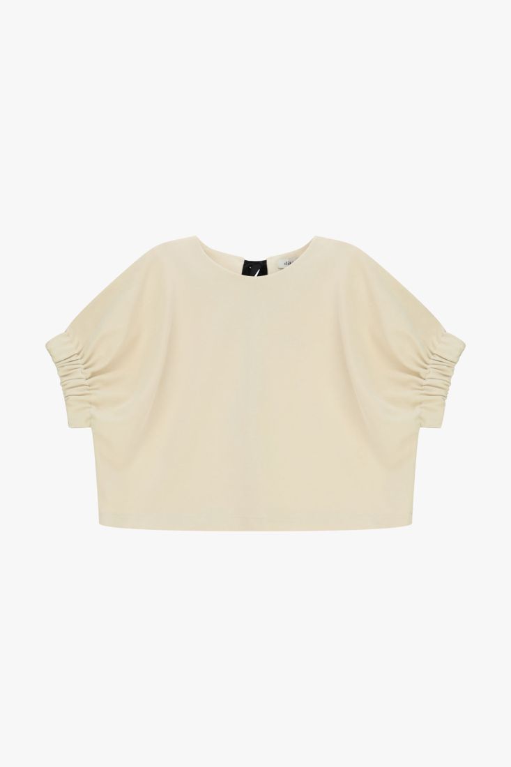 Sweatshirt with ruffled sleeves and bow