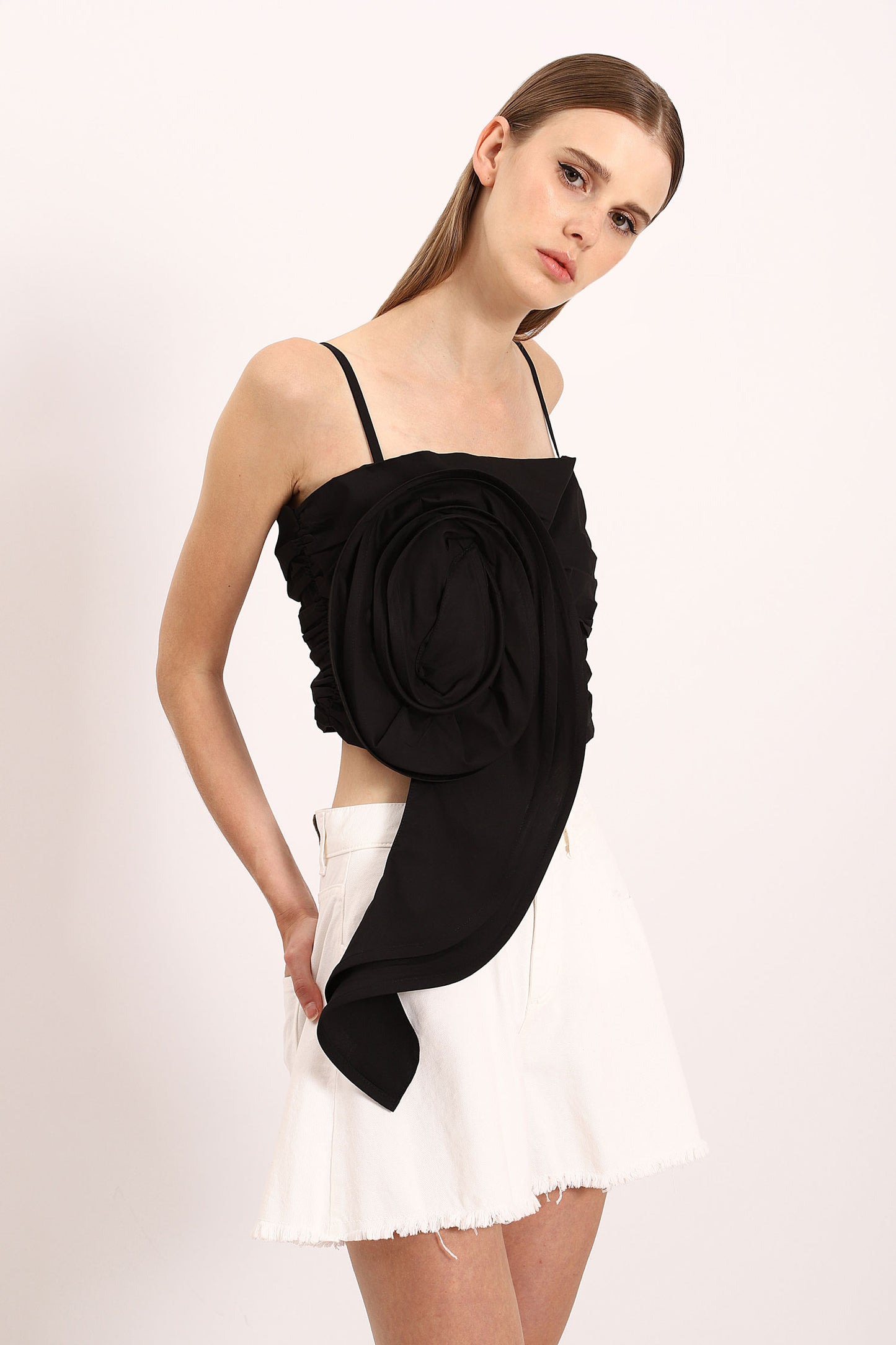 Strapless flower Crop Top