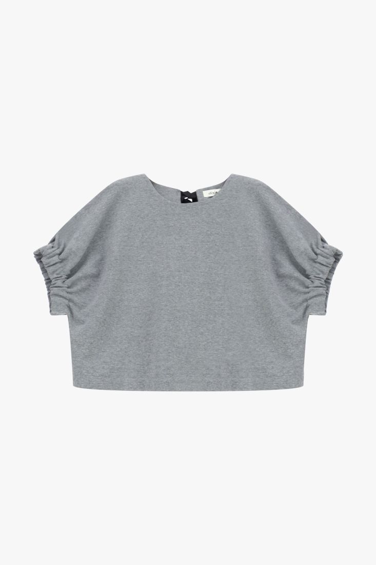 Sweatshirt with ruffled sleeves and bow