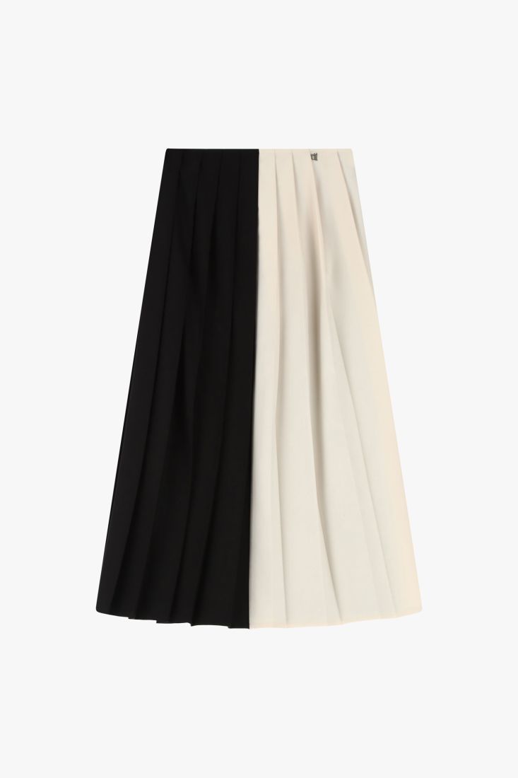 Bicolor long pleated skit