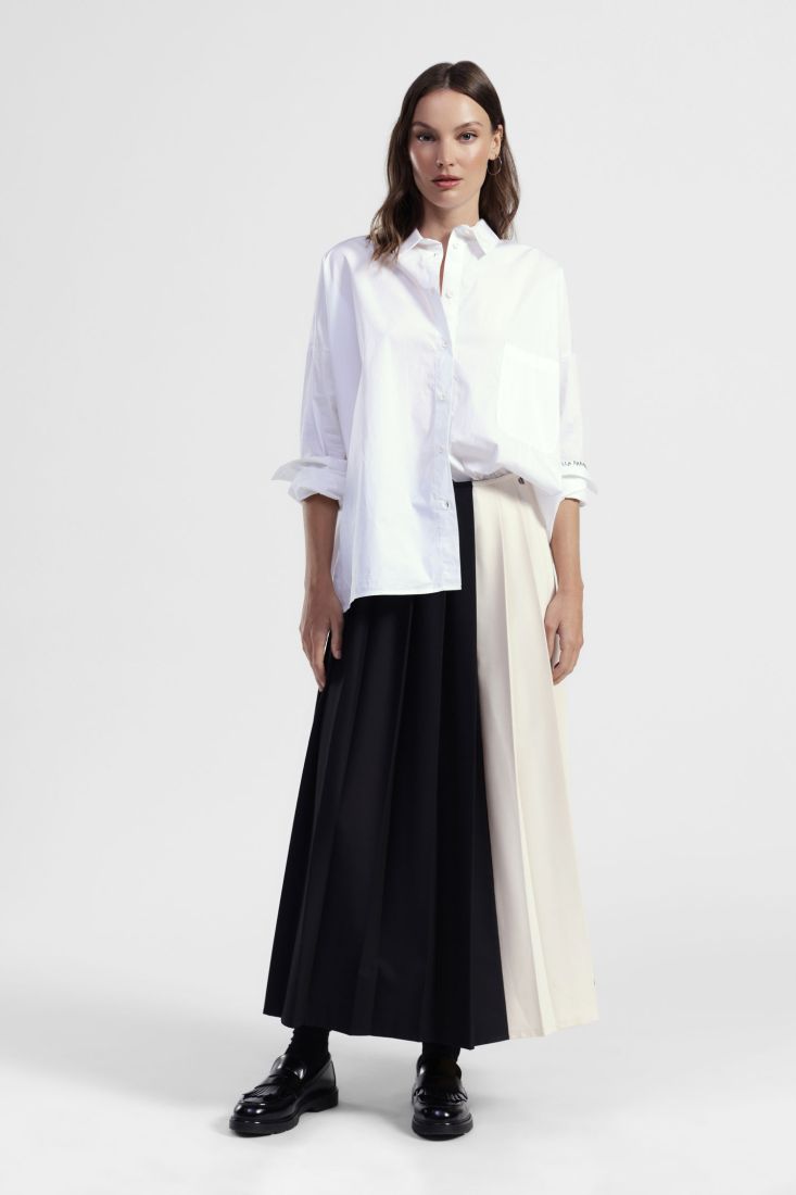 Bicolor long pleated skit
