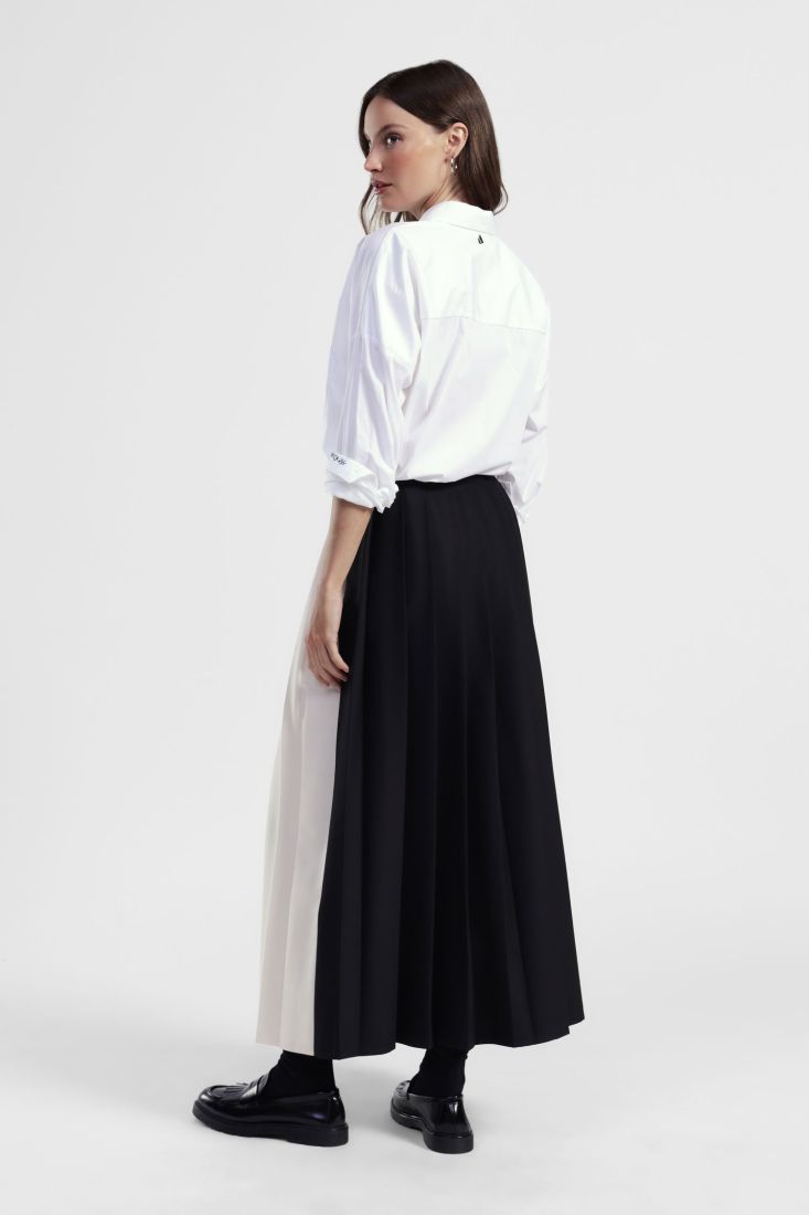 Bicolor long pleated skit