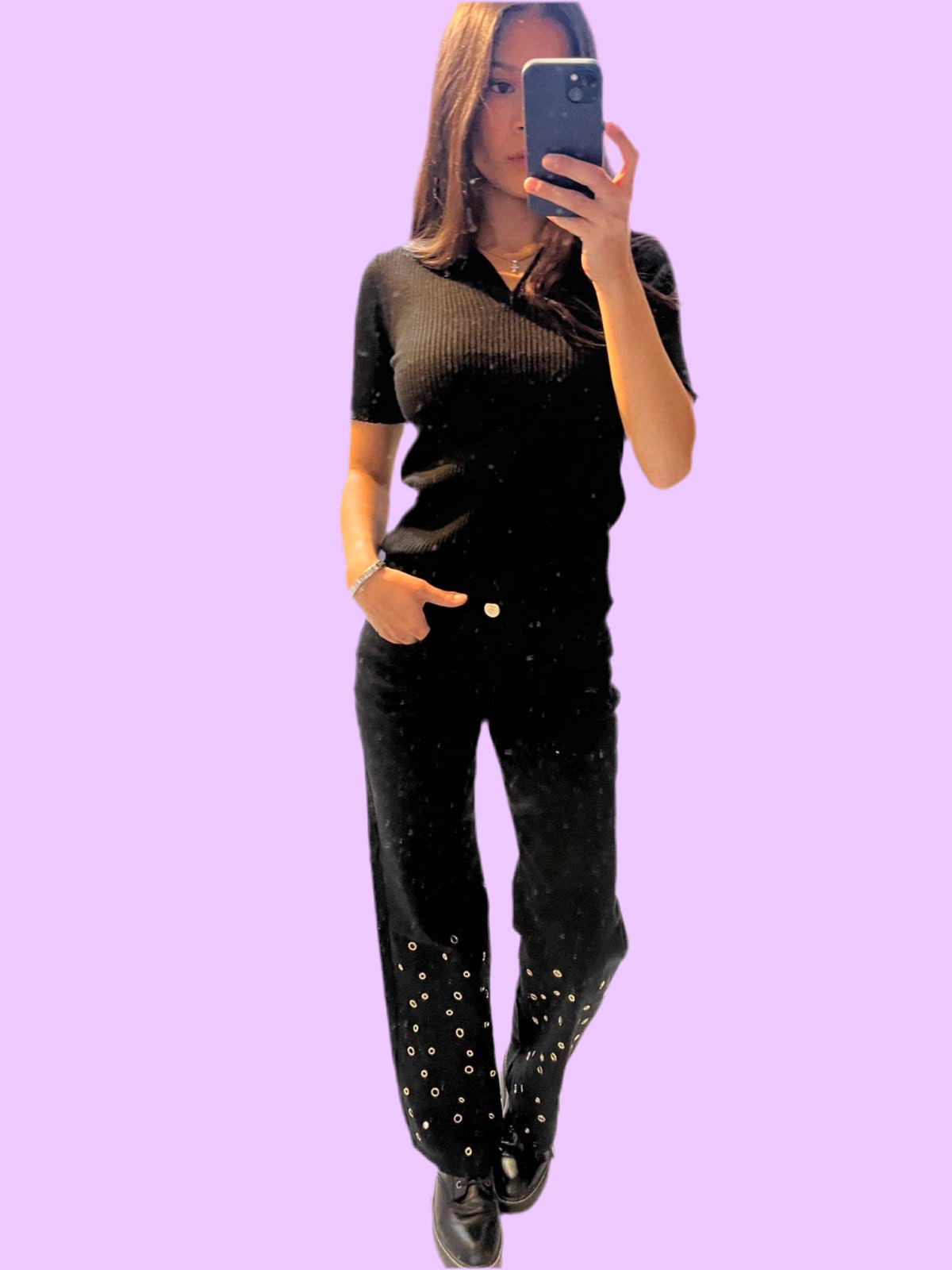 Denim trouser with details on the hem