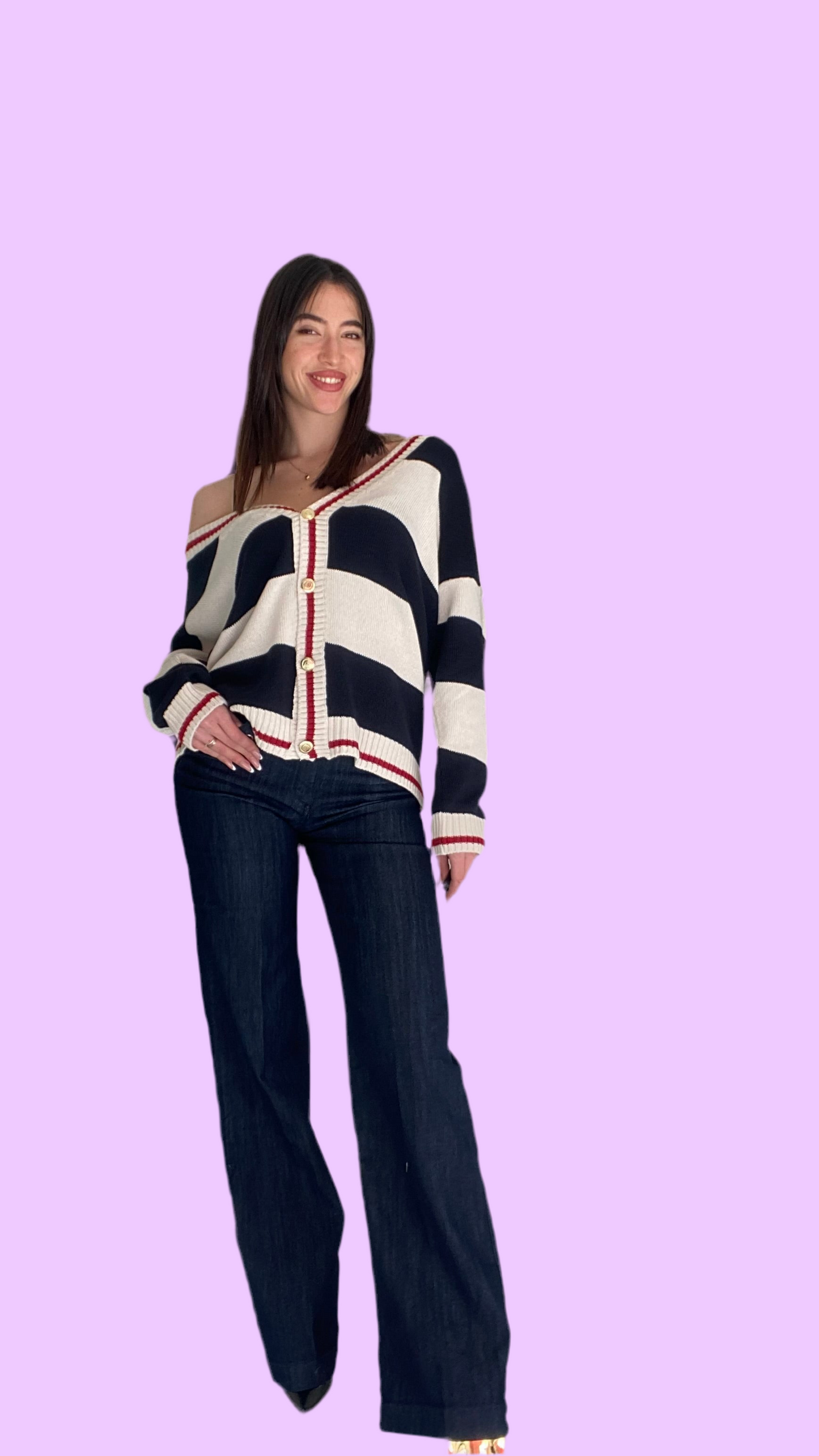 High waist denim trouser
