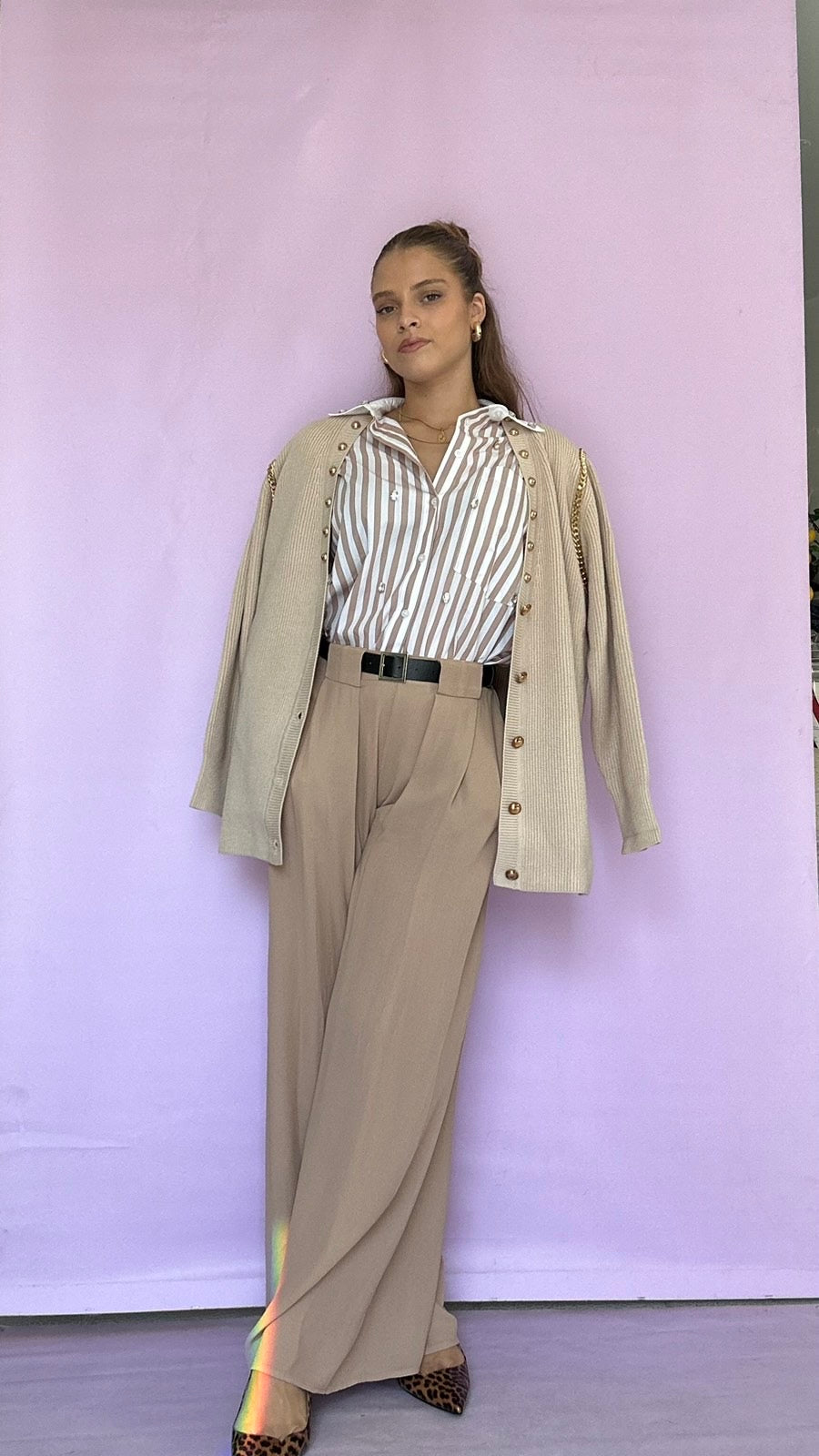 Beige cardigan with studs