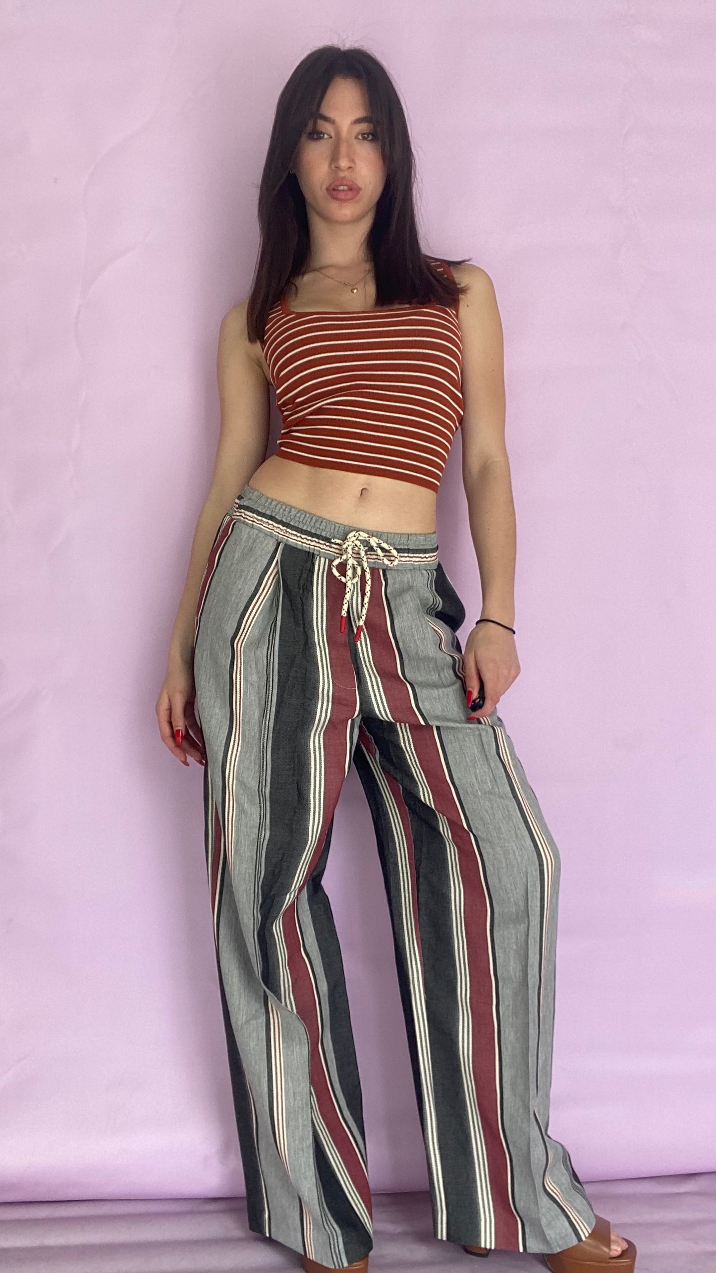 Rust Striped knitwear top