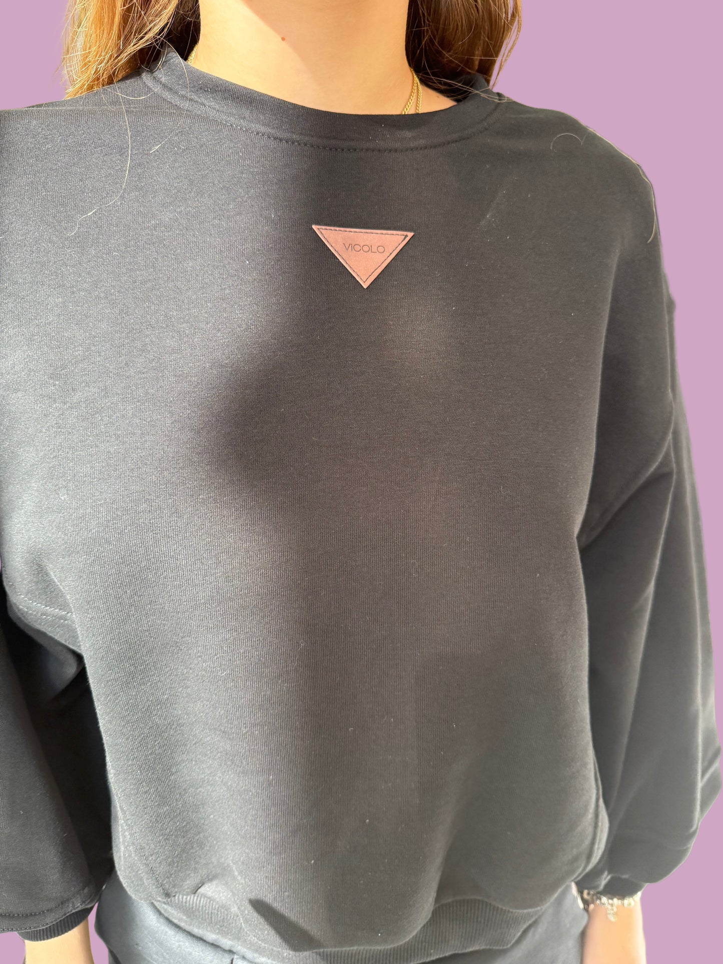 Black roundneck sweater with logo