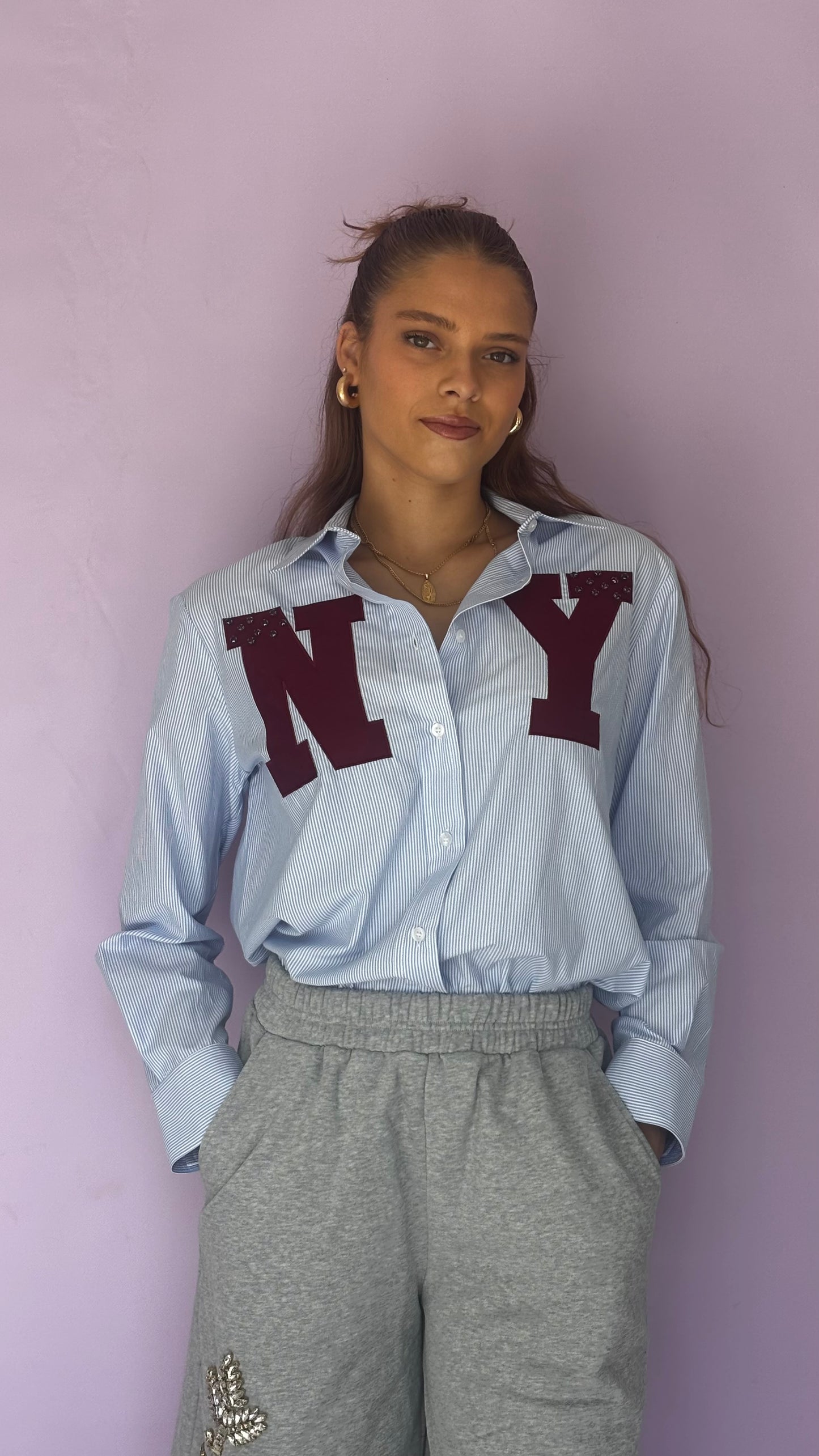 Striped shirt with letters