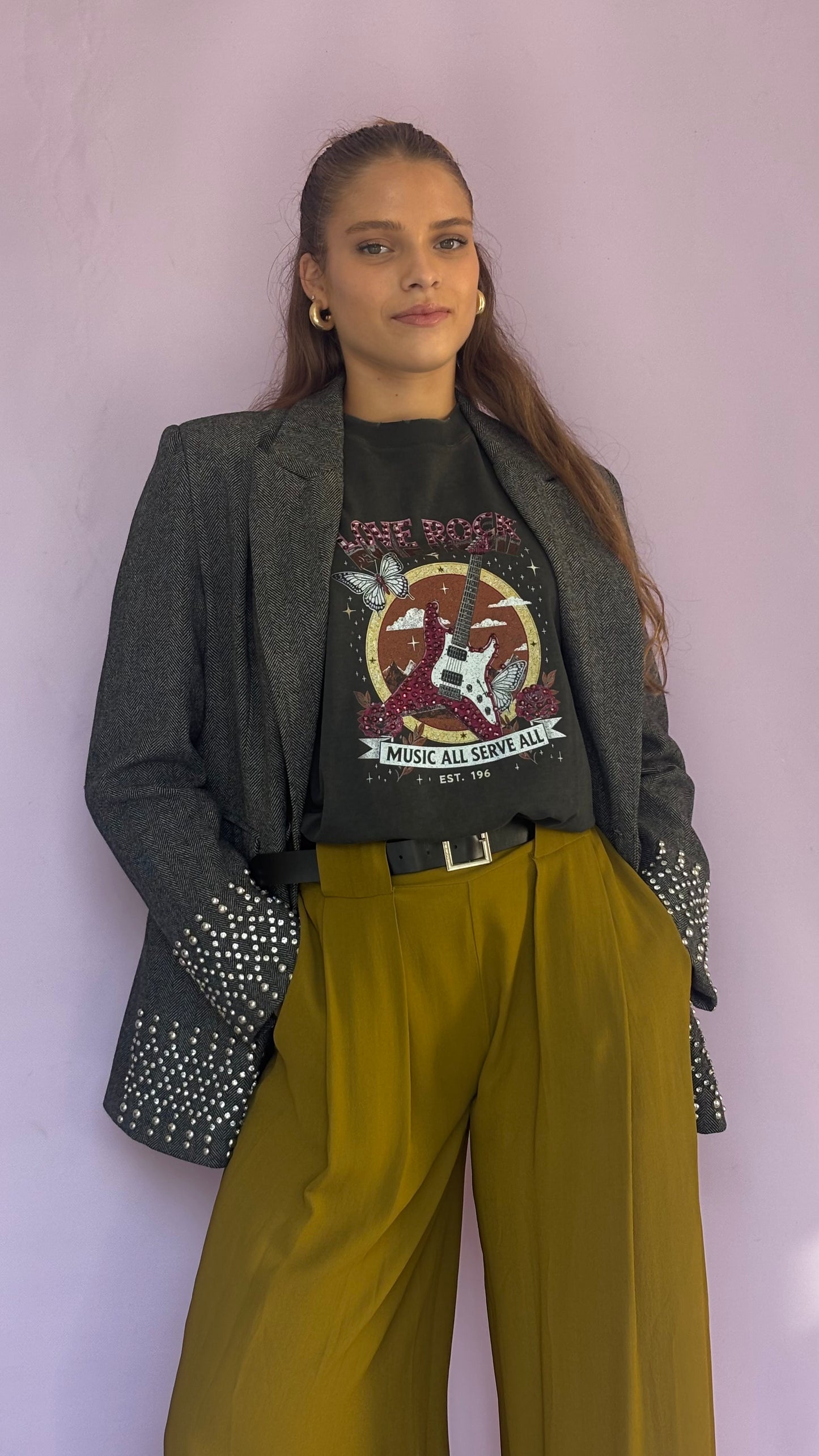 Gray fishbone blazer