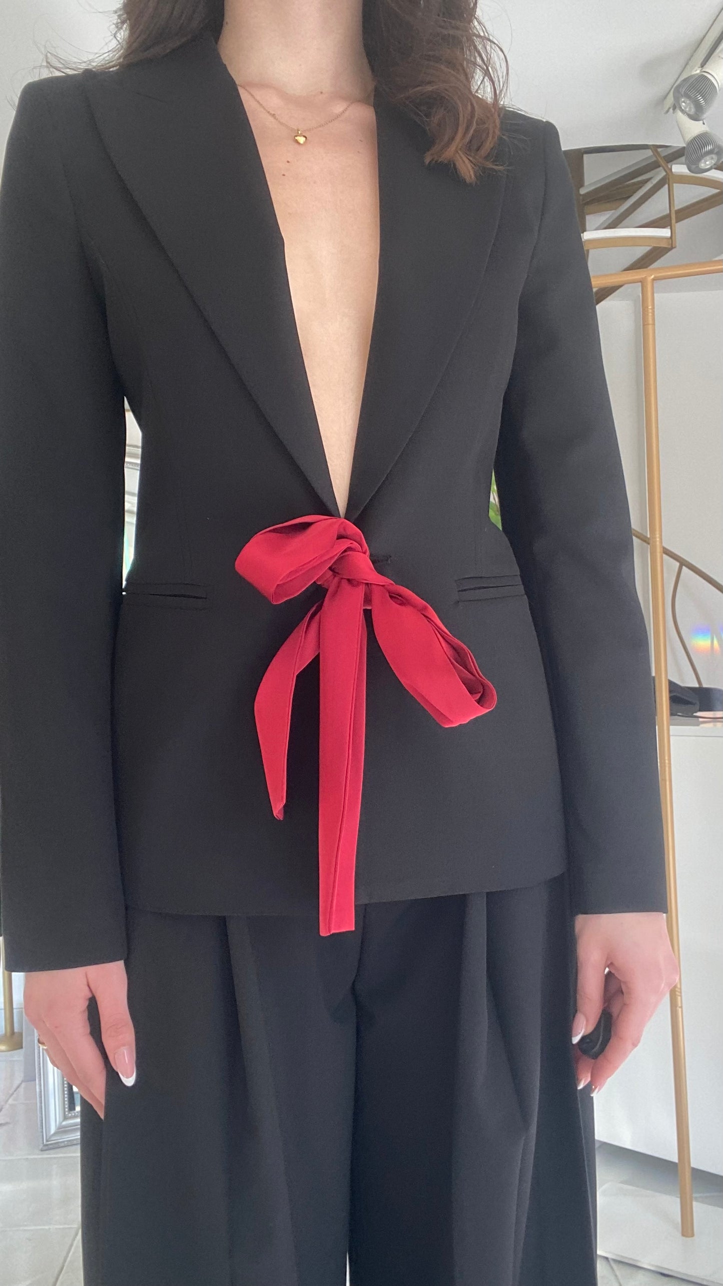 Blazer with red bow