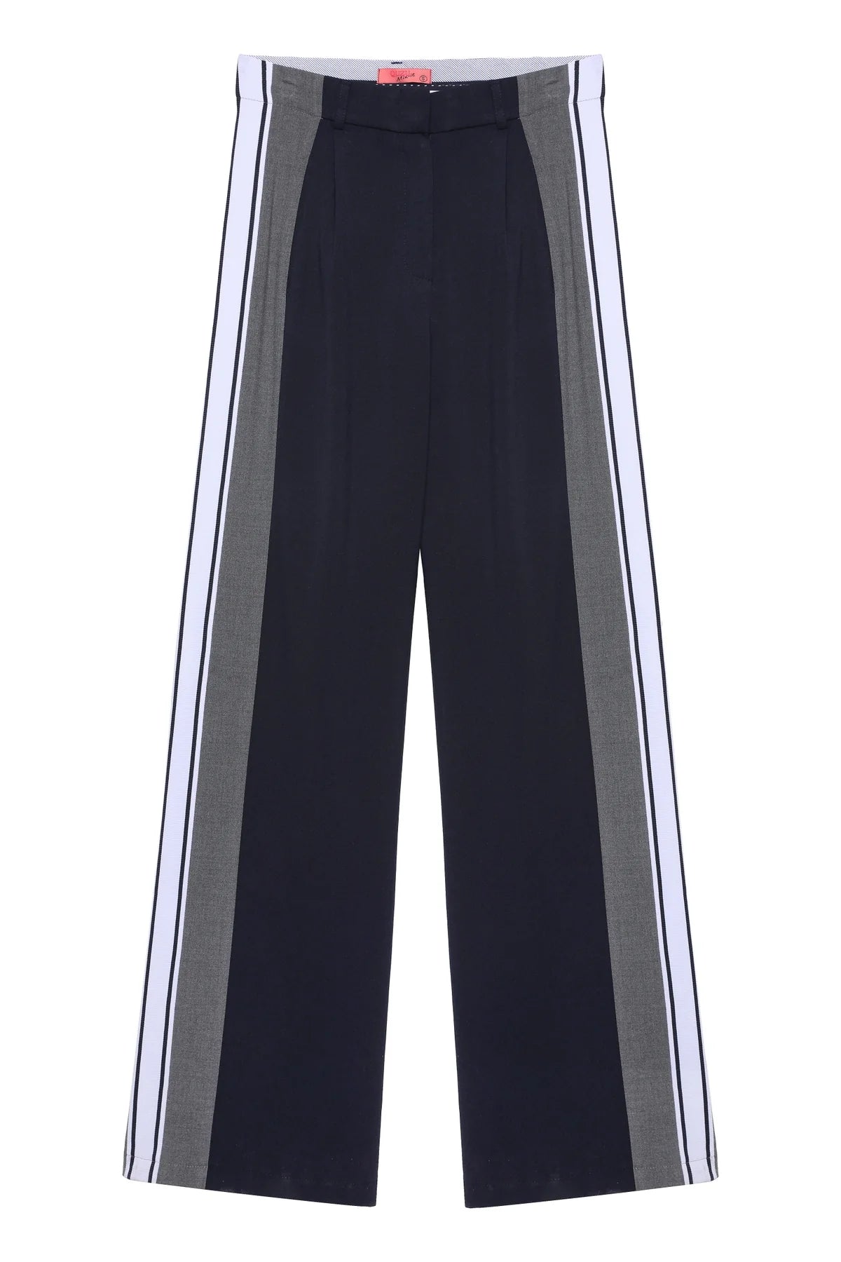 Blue highwaisted pants with stripe on the side