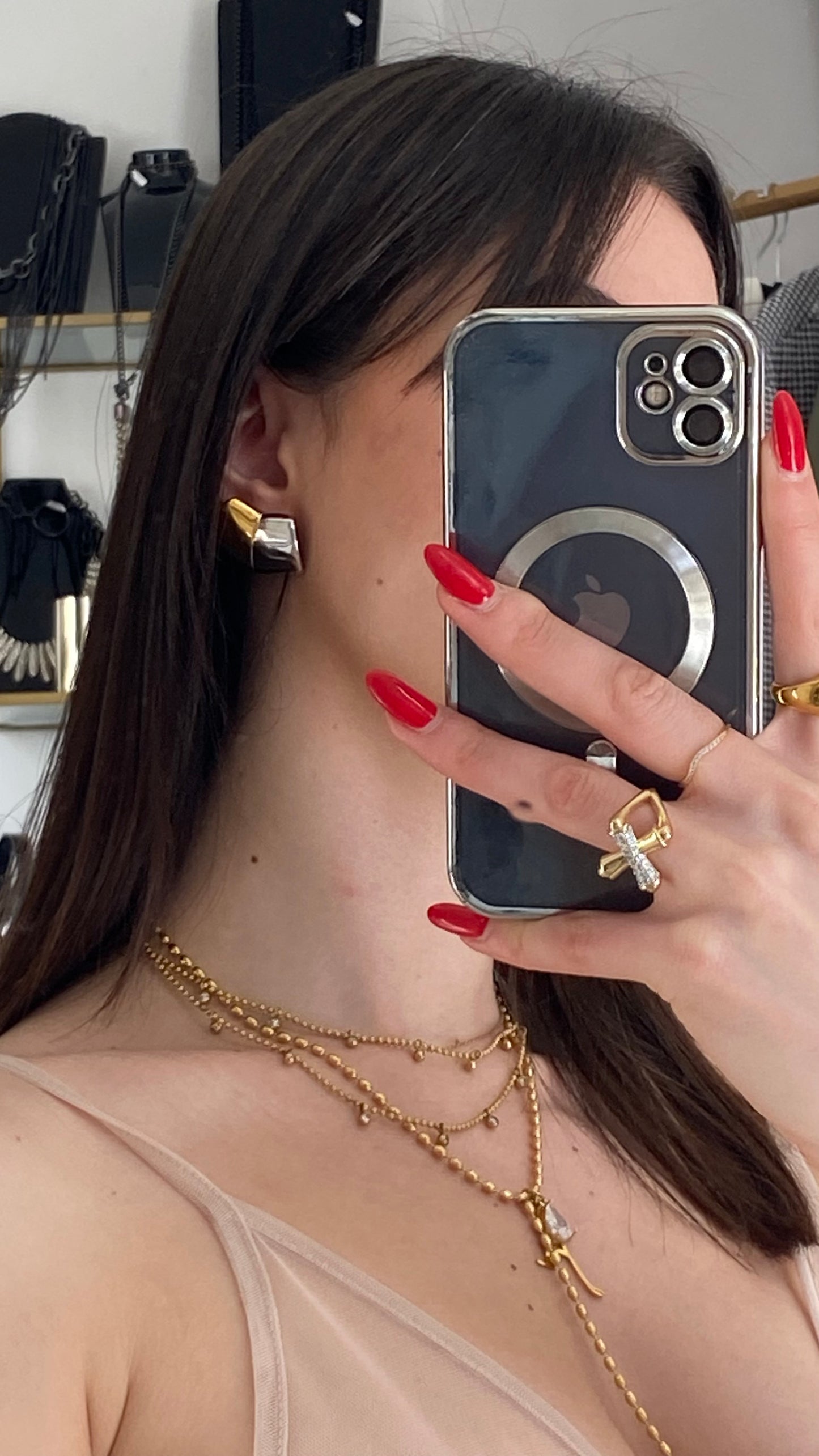 Small gold and silver pladed earrings