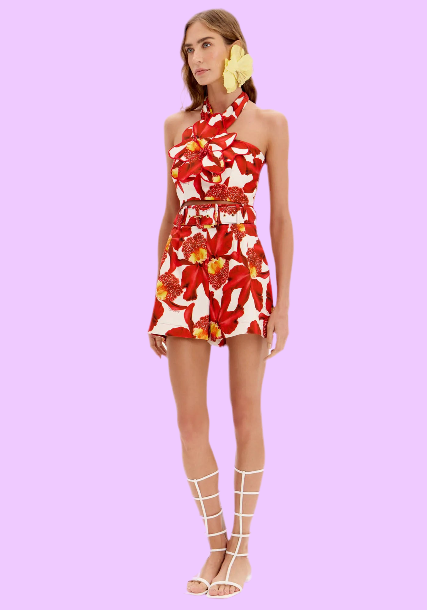 Flared short with belt