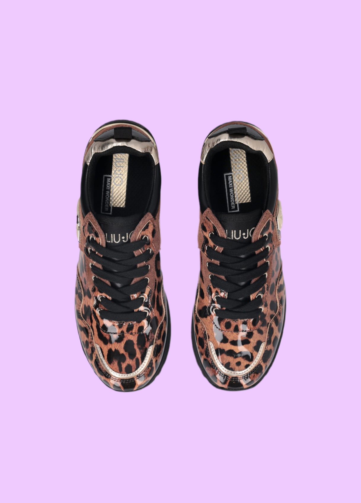 Animal-print patent leather platform sneakers