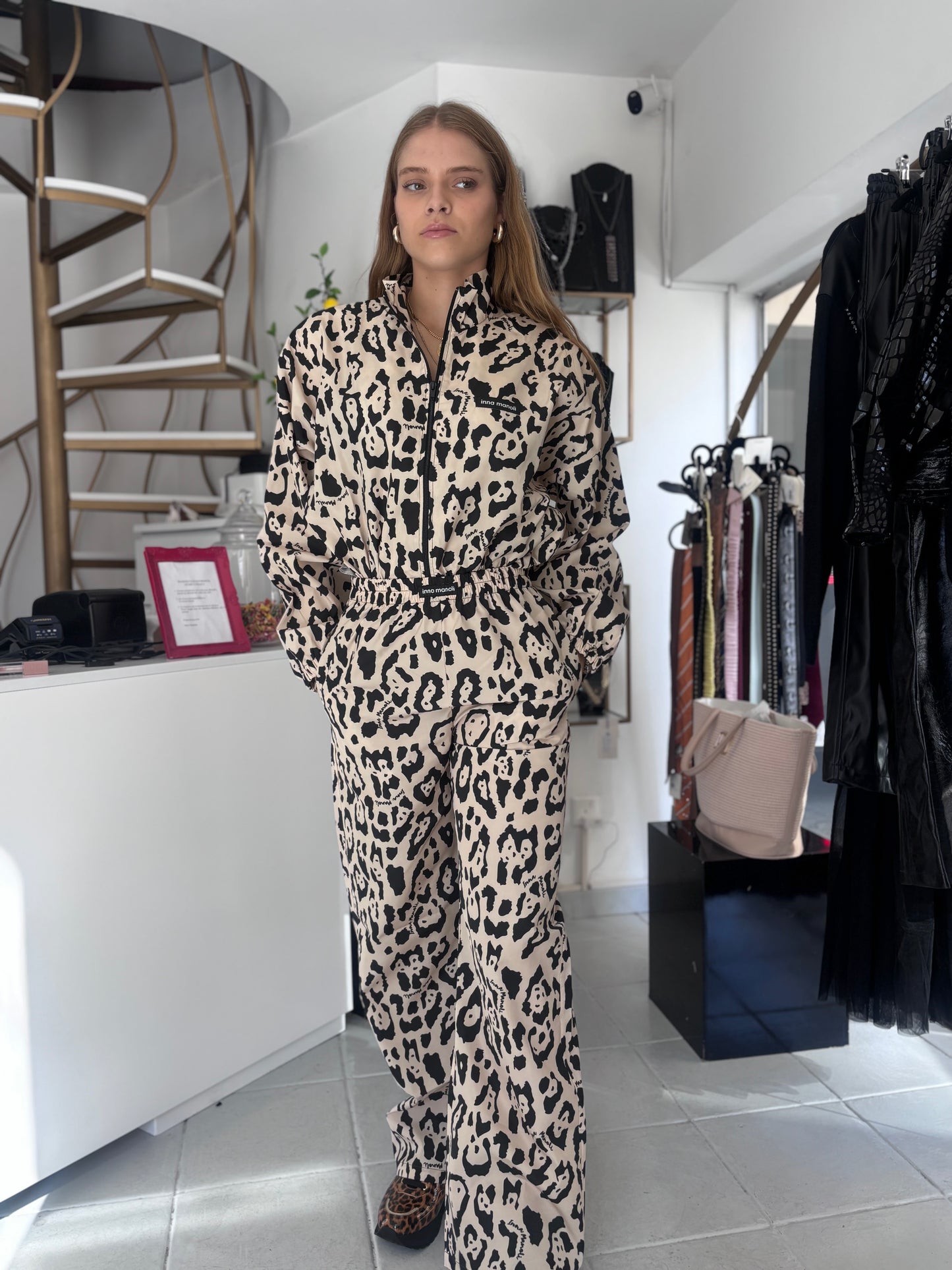 Leopard cream Inna Manoli taffeta set