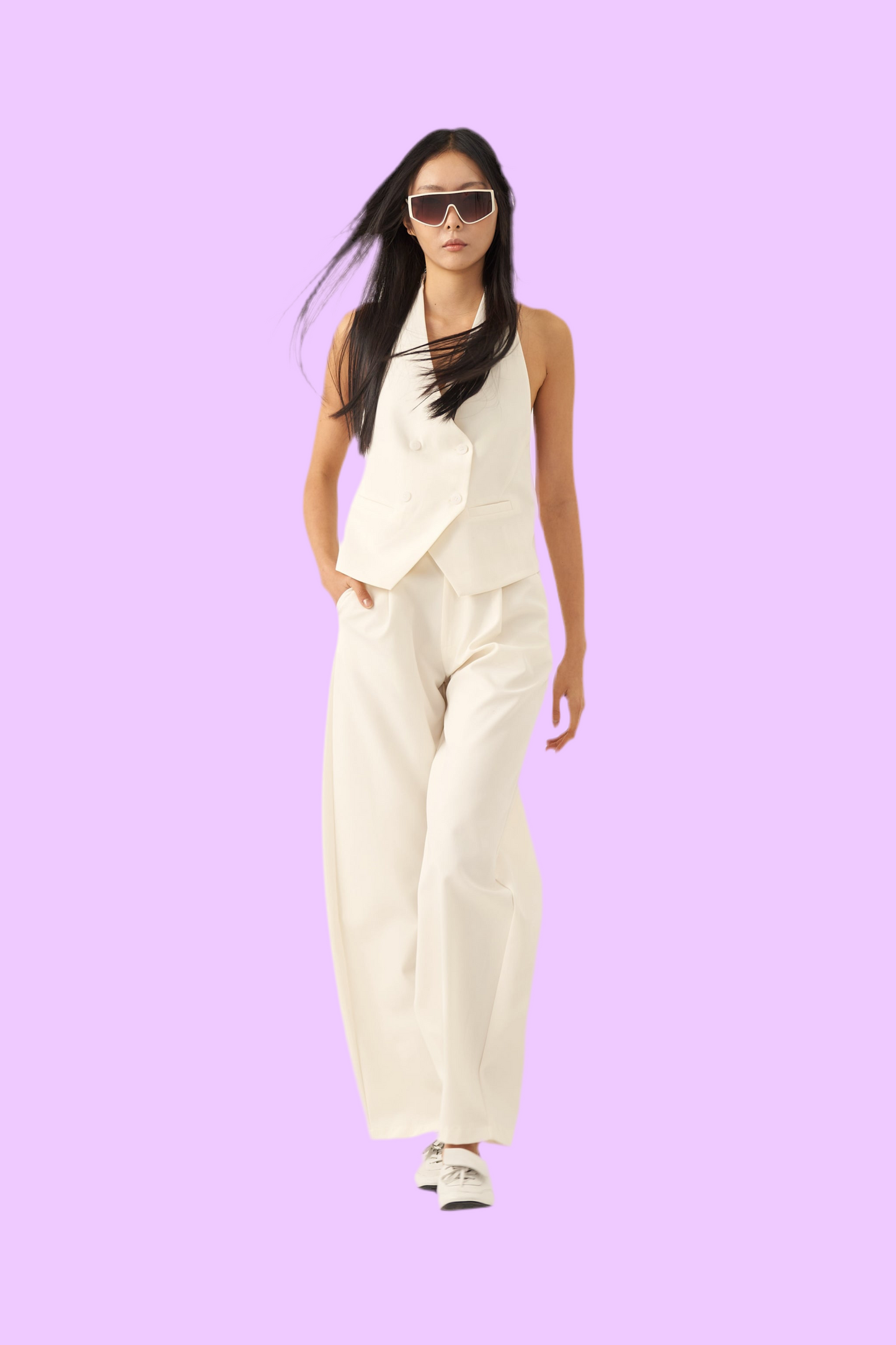 Backless halter neck vest