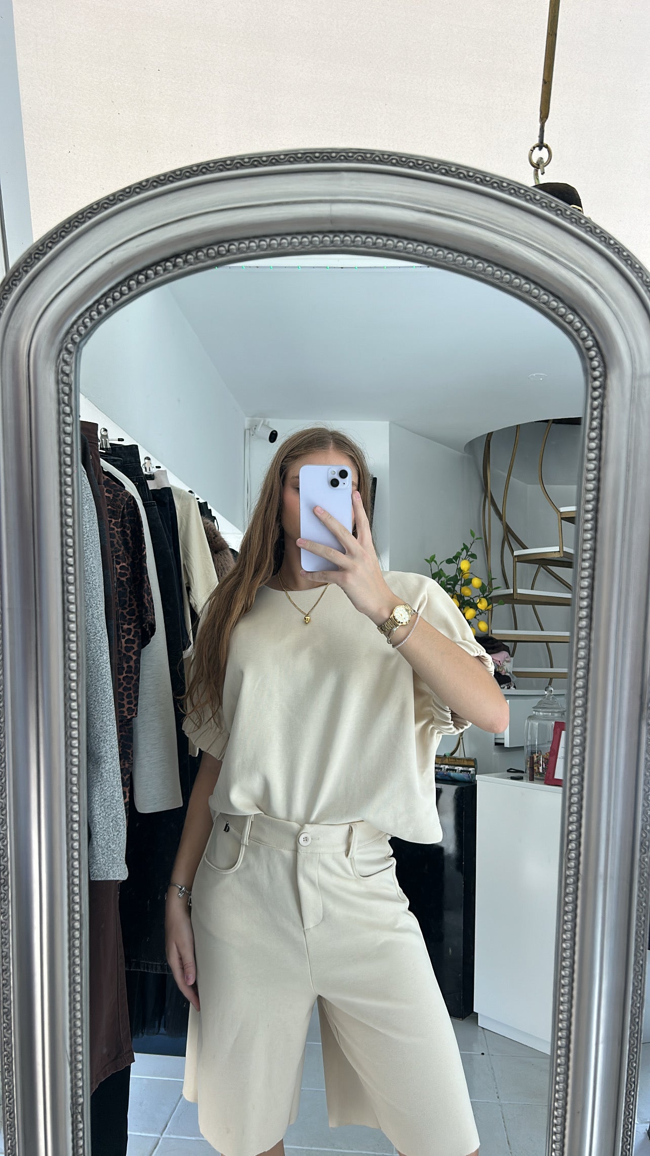 Cotton knee long bermuda