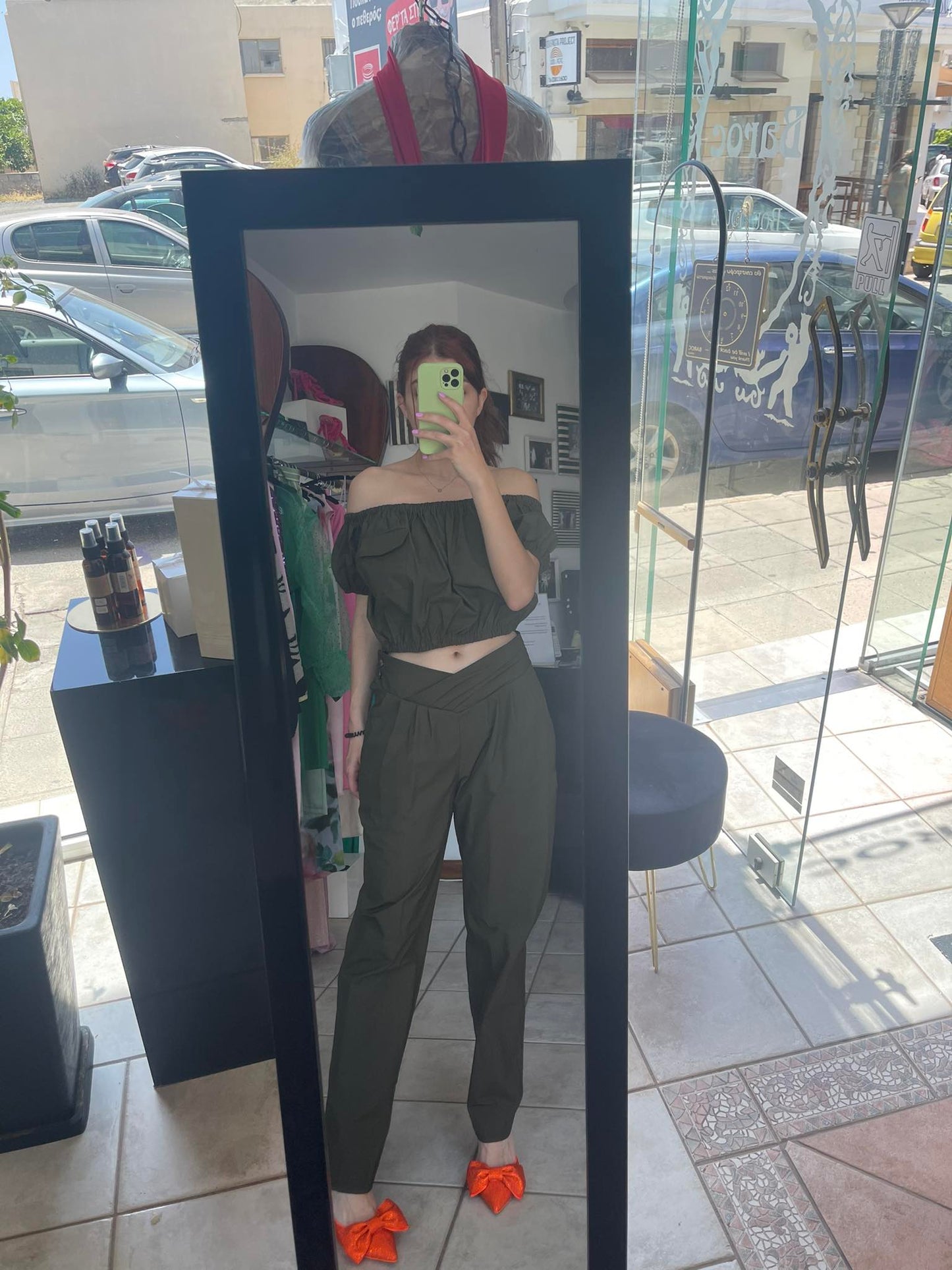 Trousers with Crossover Waistband