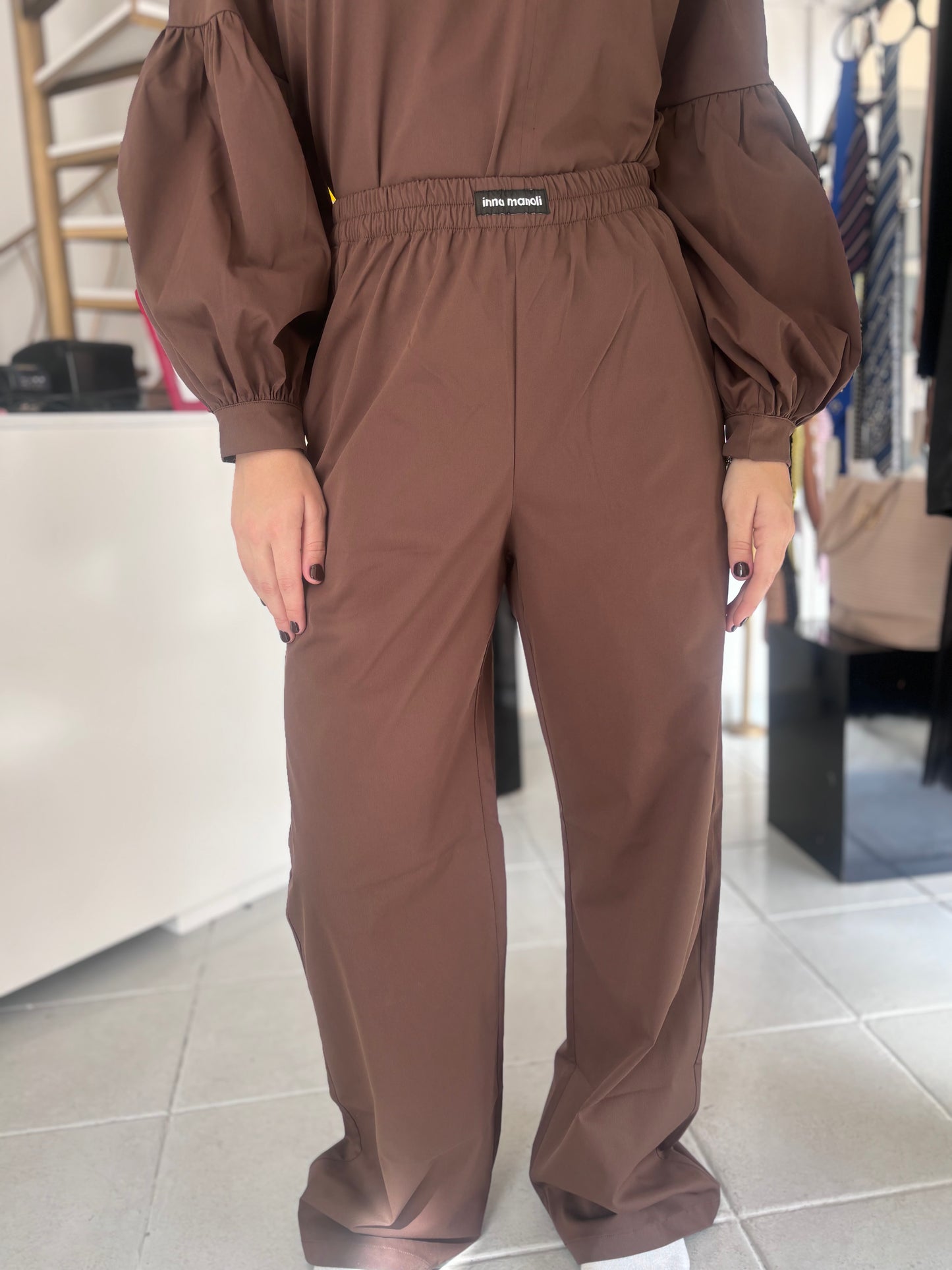 Brown Inna Manoli taffeta set