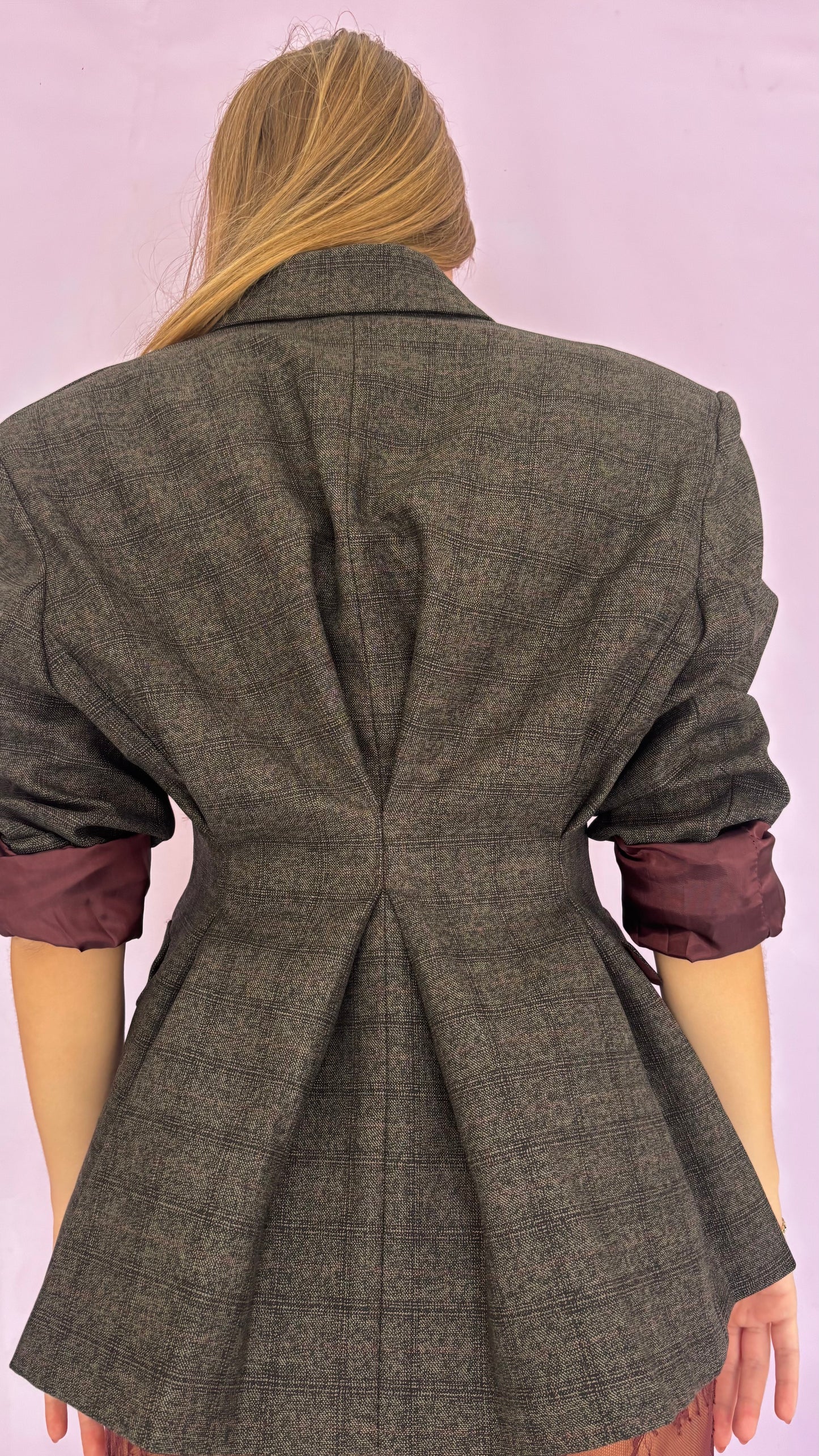 Check double breasted blazer