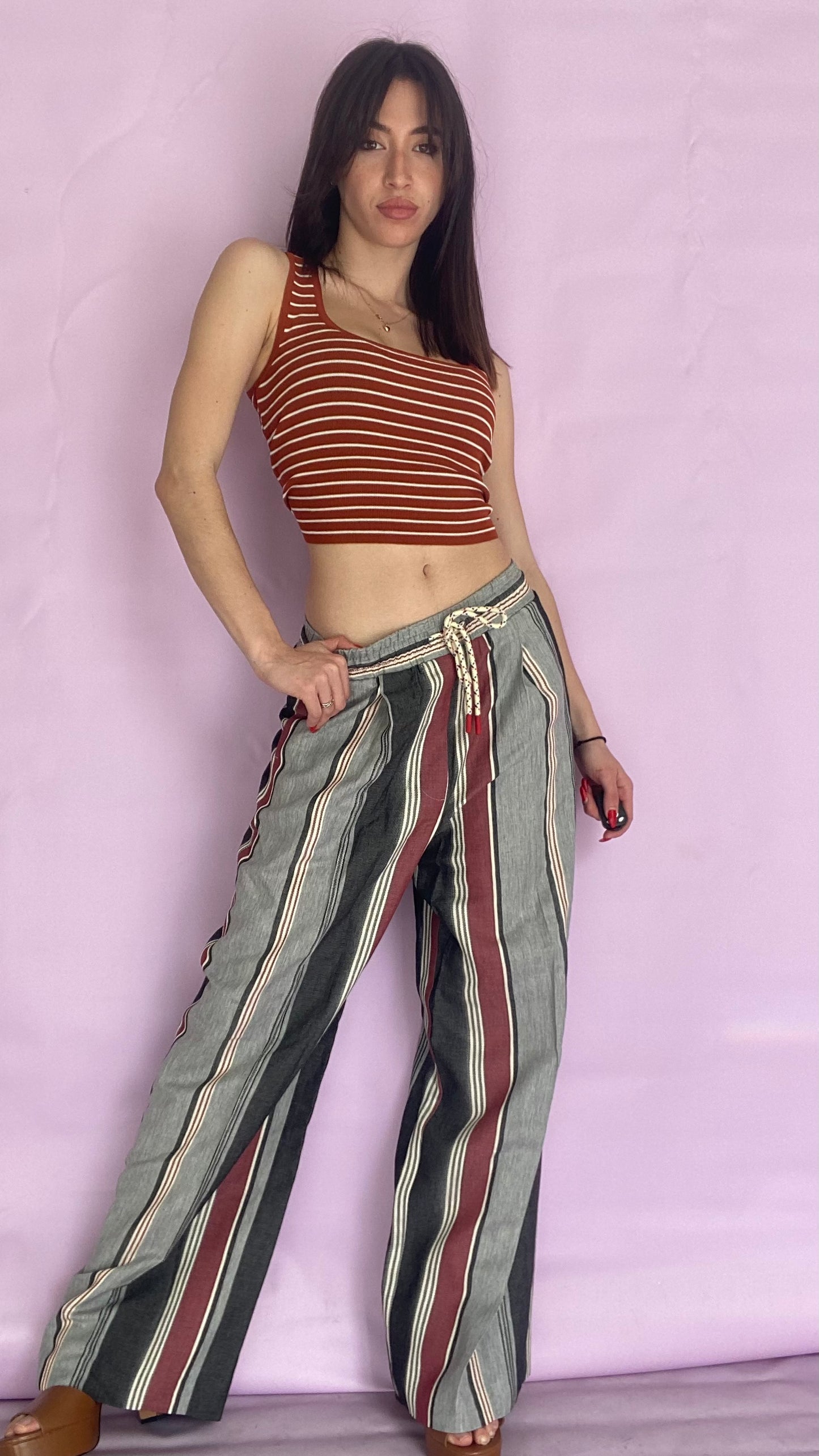 Rust Striped knitwear top
