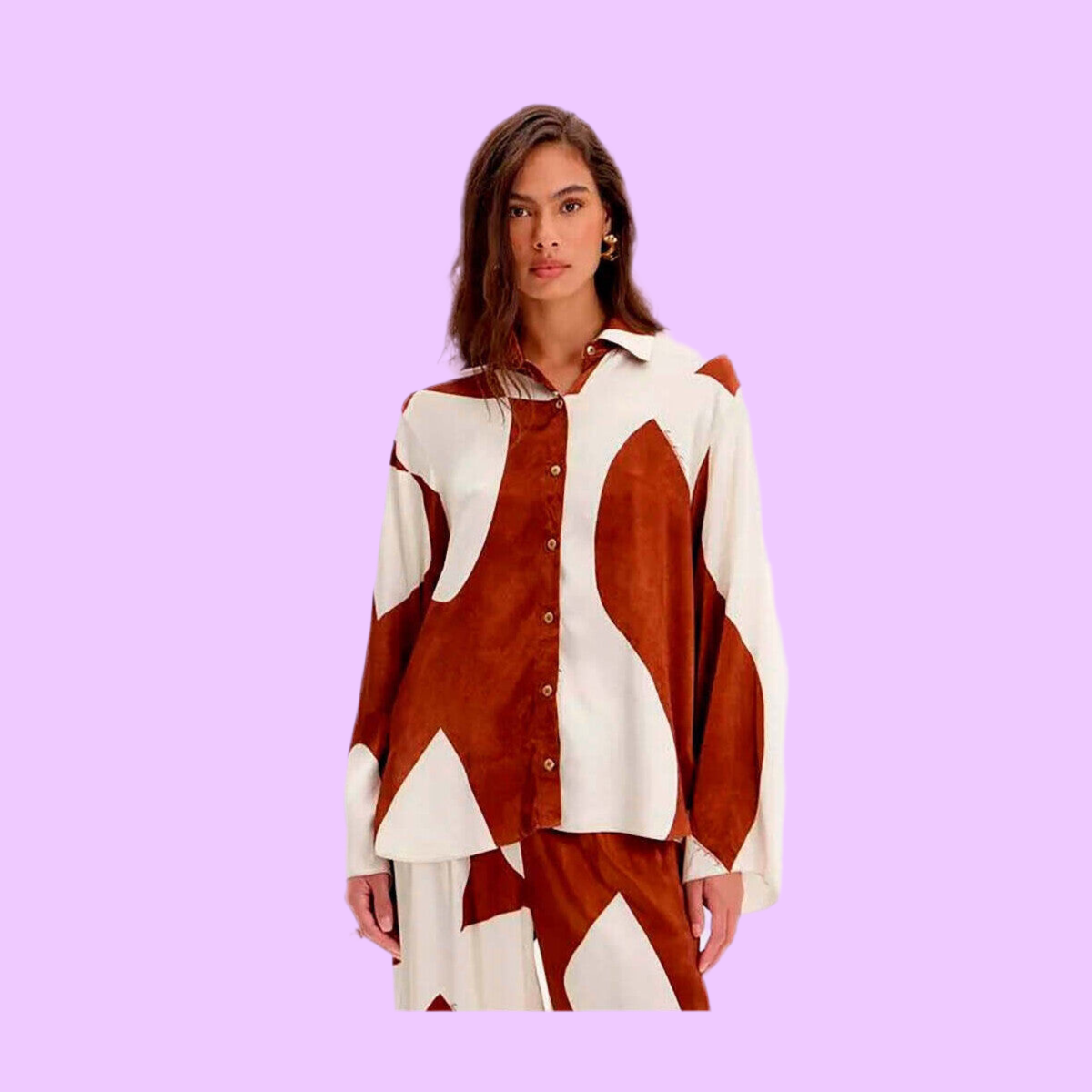 Long sleeve shirt with geometric patterns
