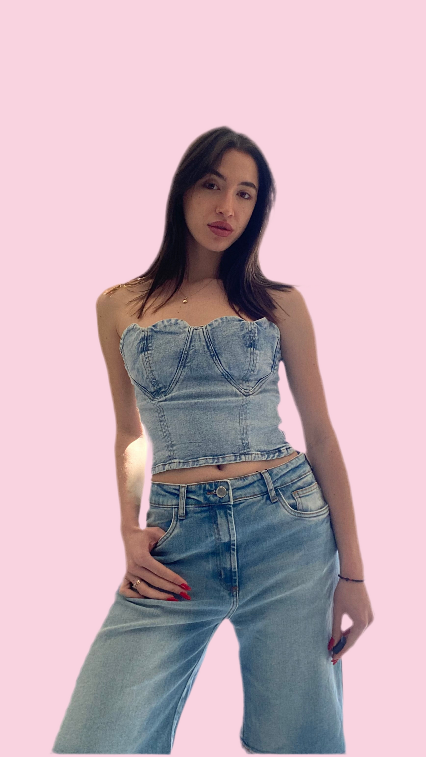 Jean strapless bustier