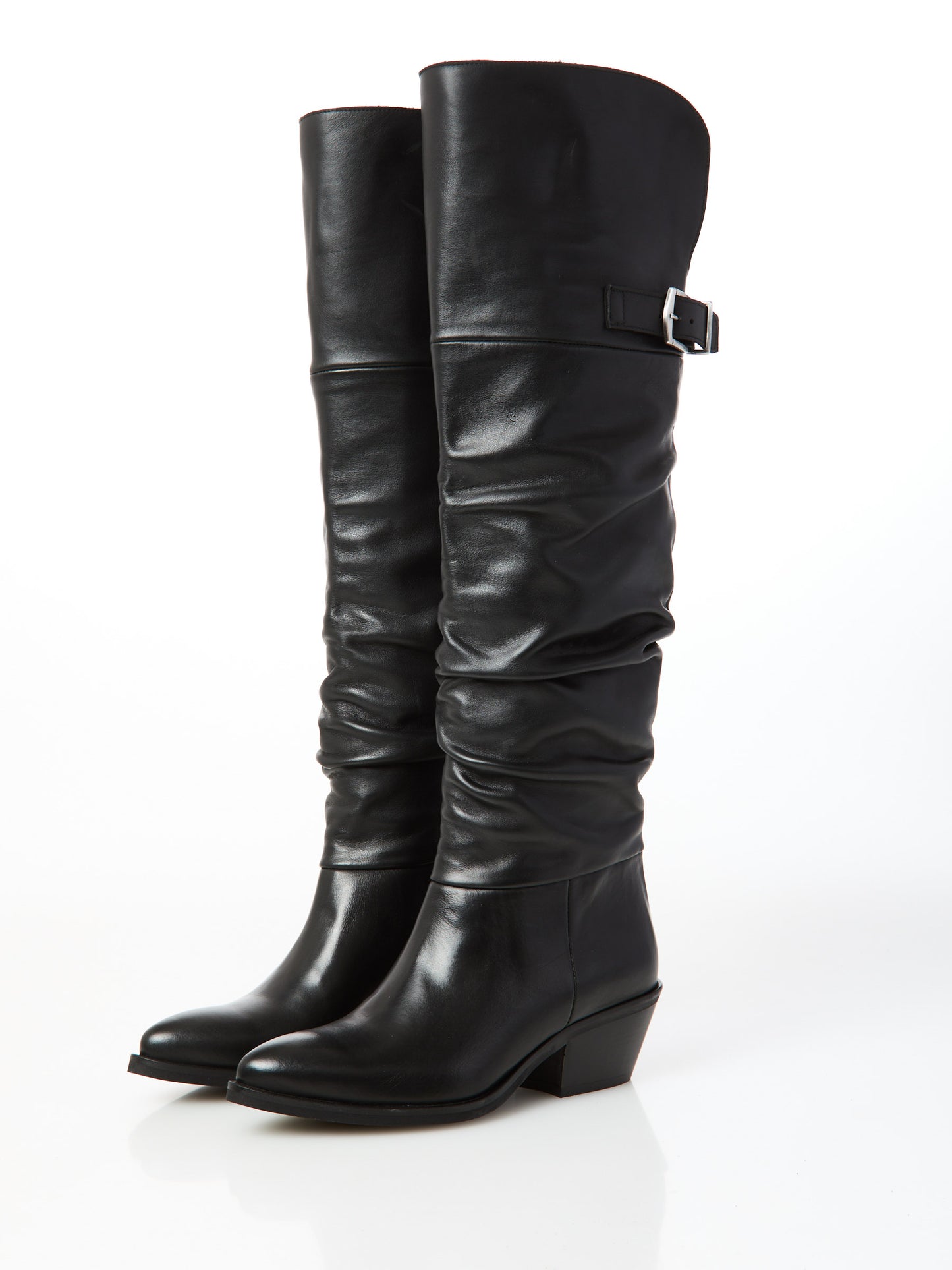 Black leather cowboy boots