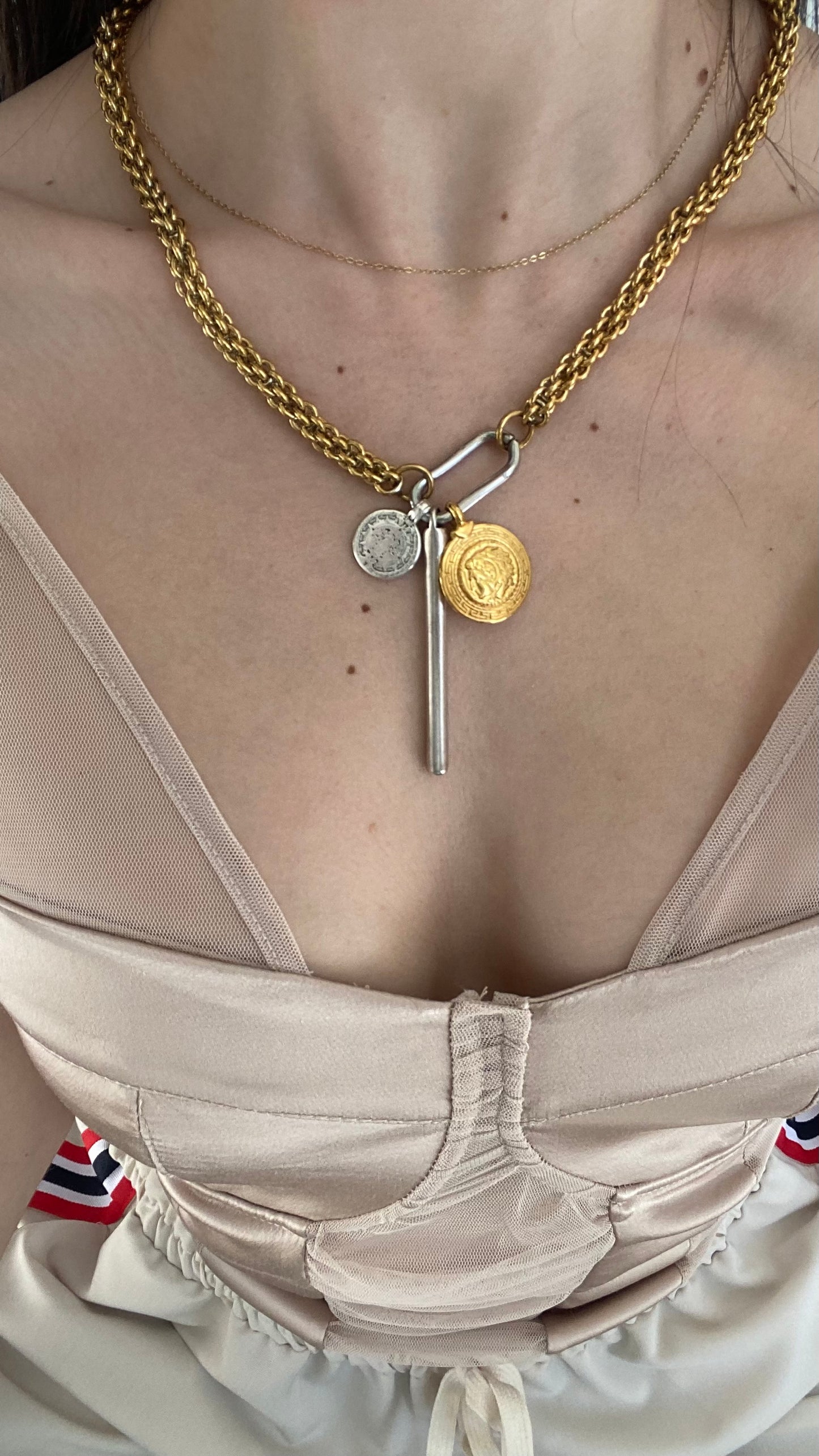 Gold plated necklace with charms