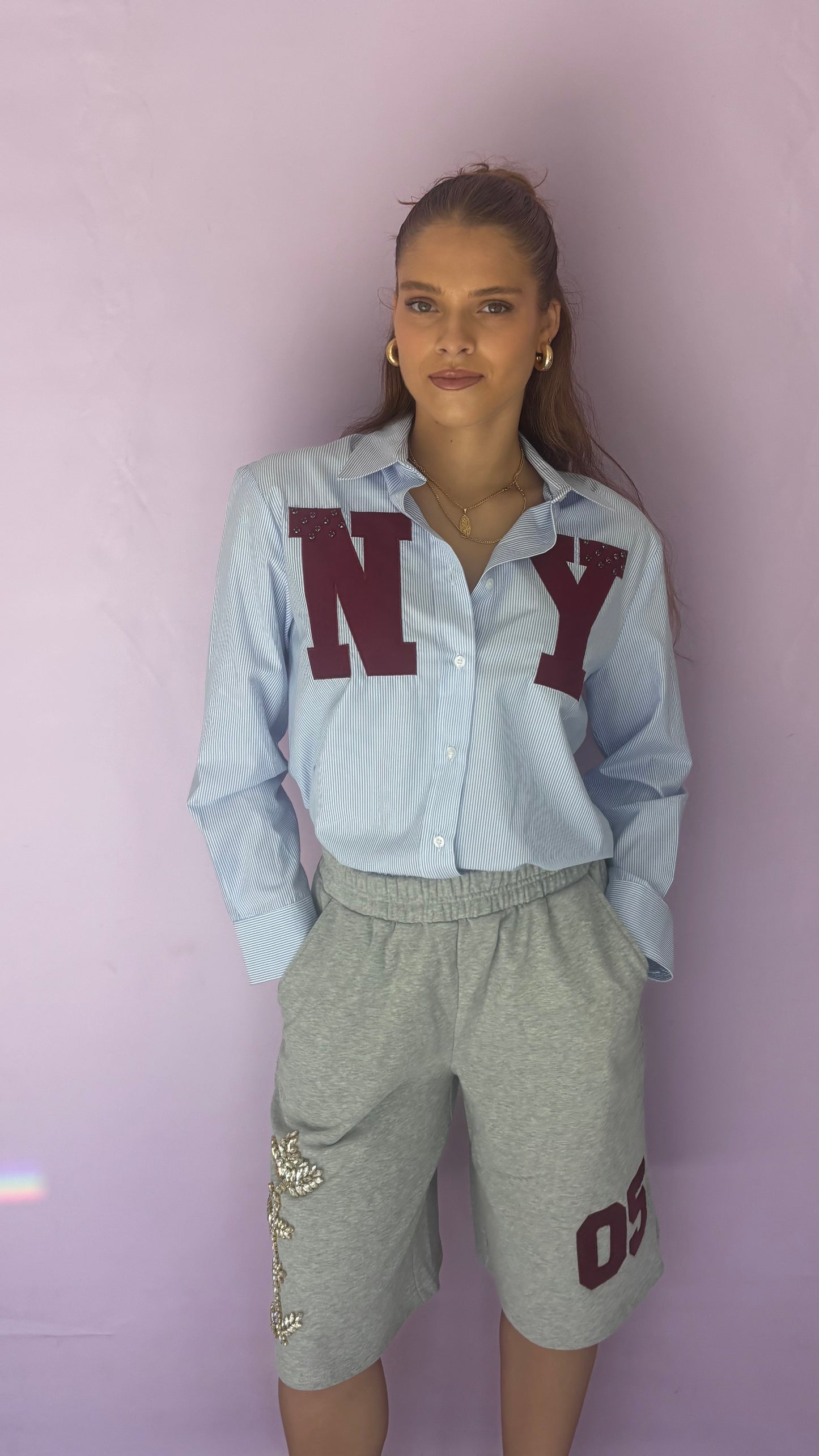 Striped shirt with letters