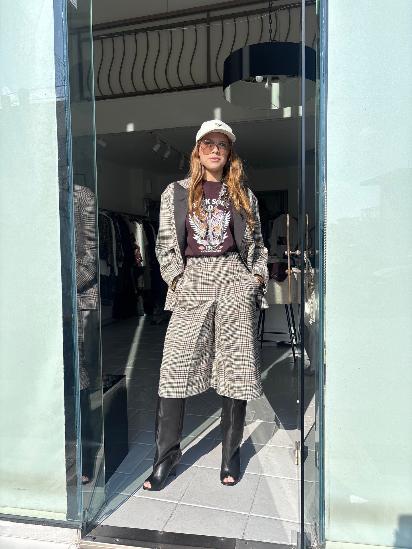 Three colored pied du poulet blazer