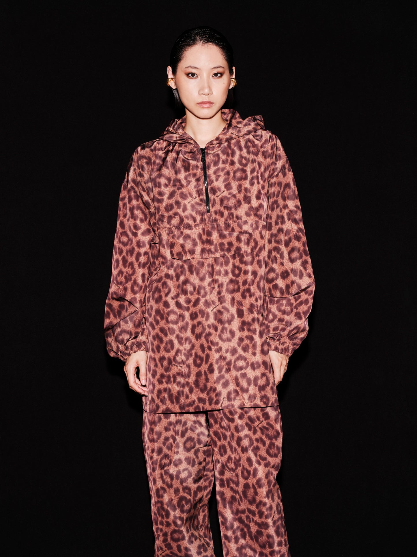 Long Taftan leopard hoodie