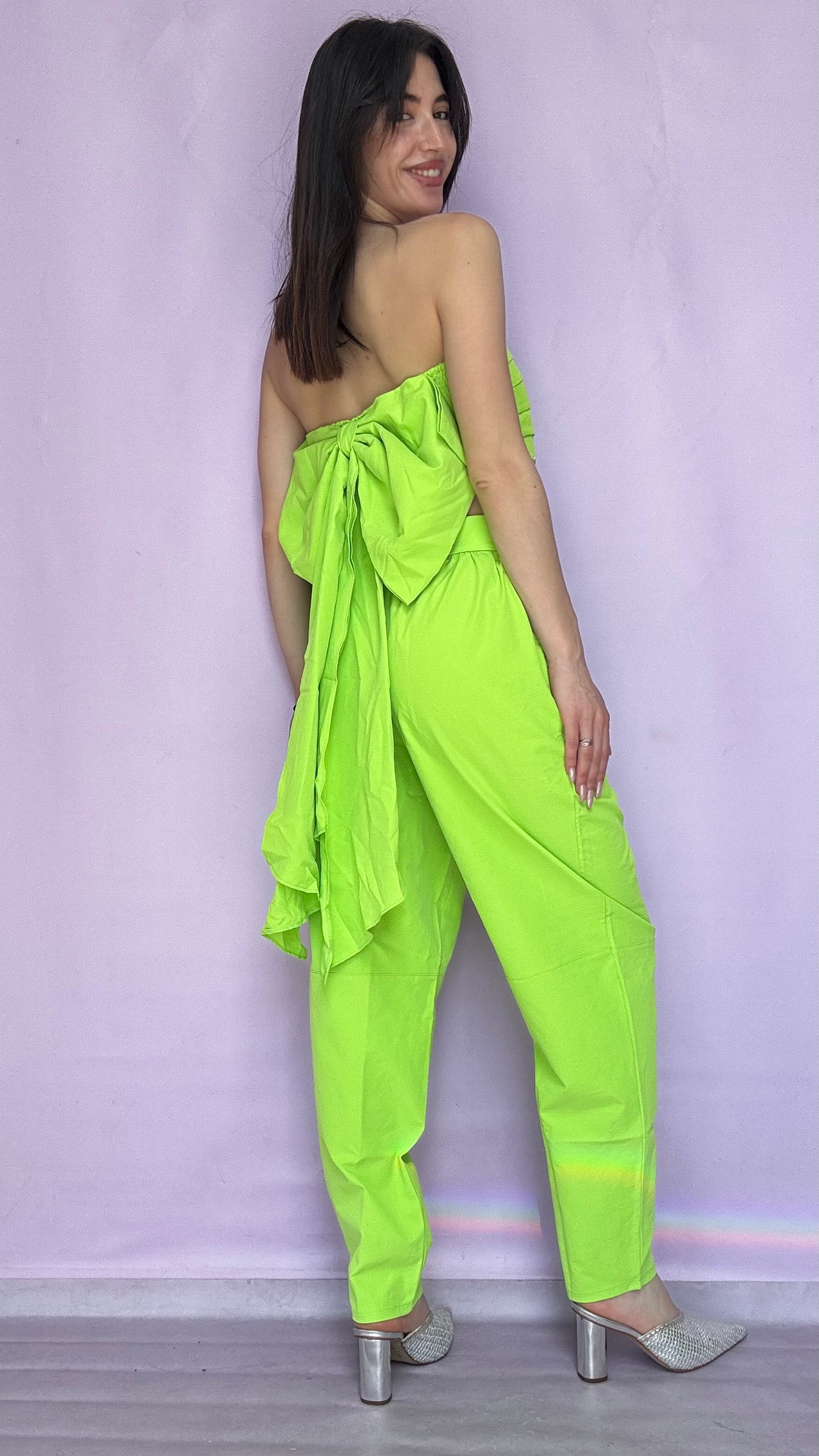 Lime strapless top