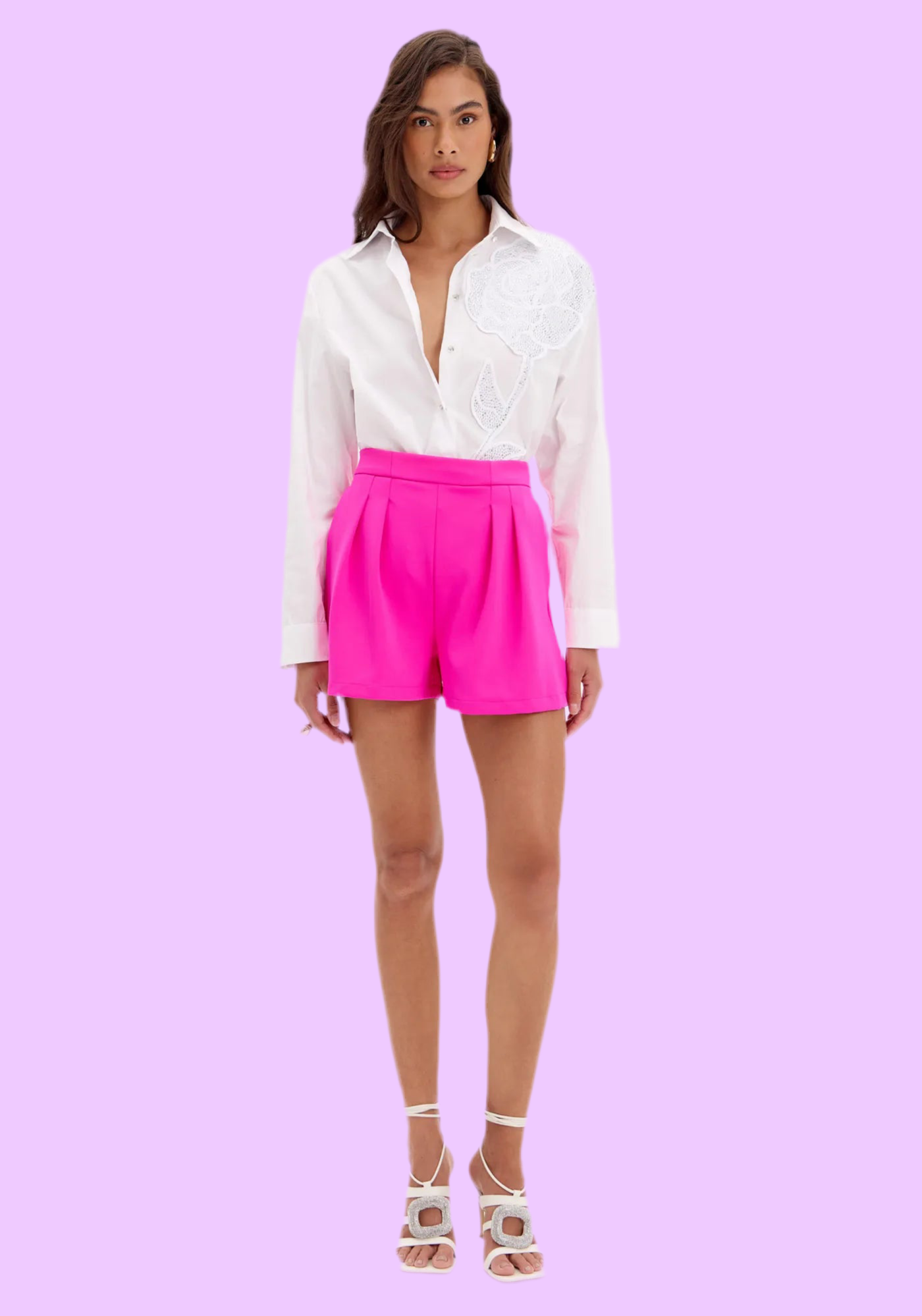Fuchsia tailored flared short