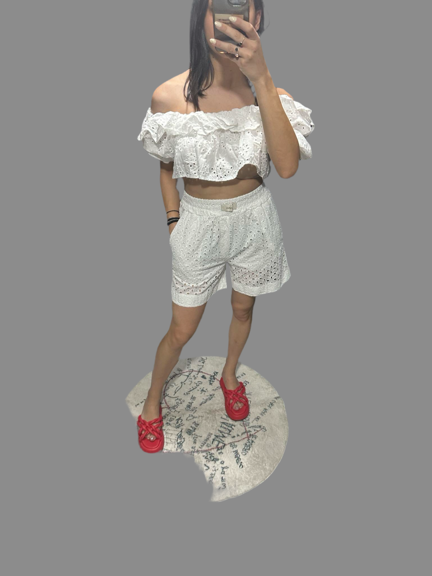 White embroidered short