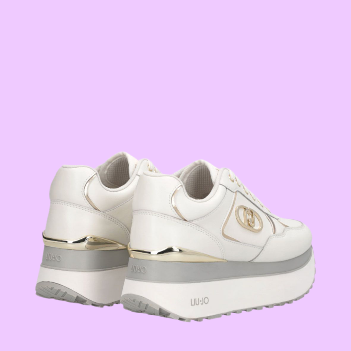 White faux leather with double sole
