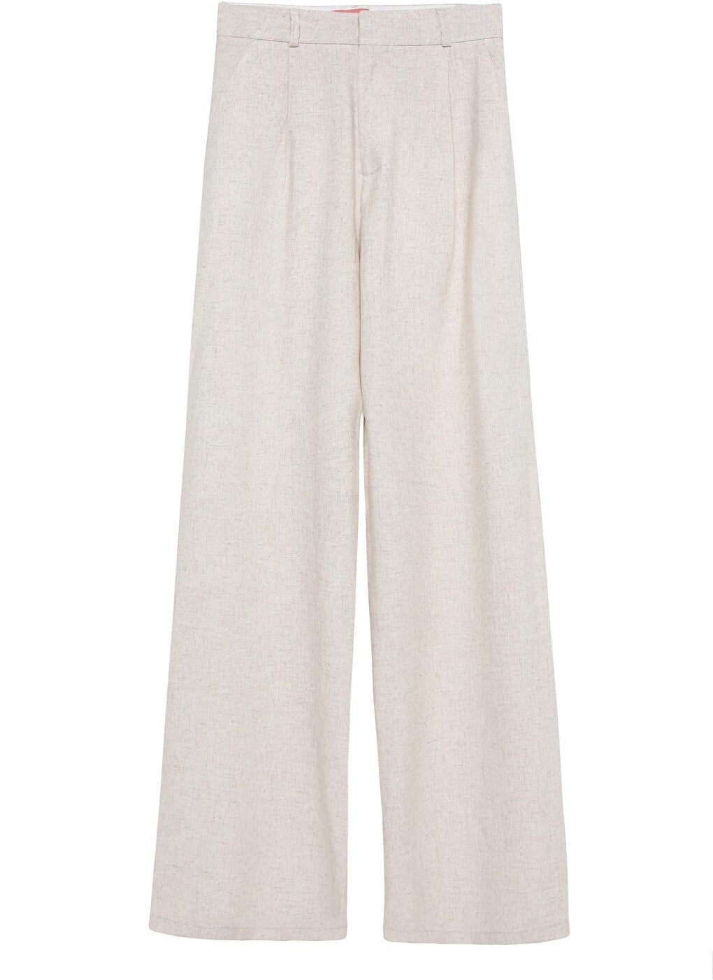 Beige linen wide leg pants