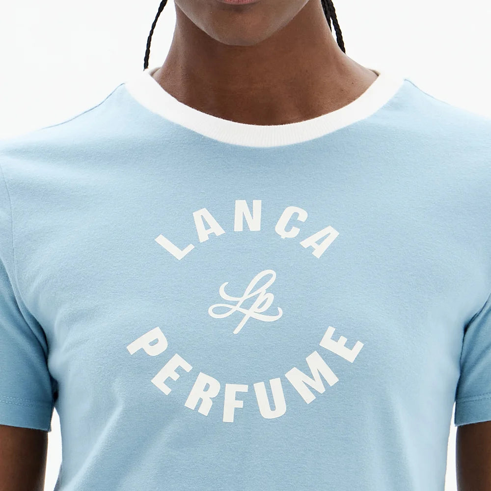 Baby blue printed short sleeve t-shirt