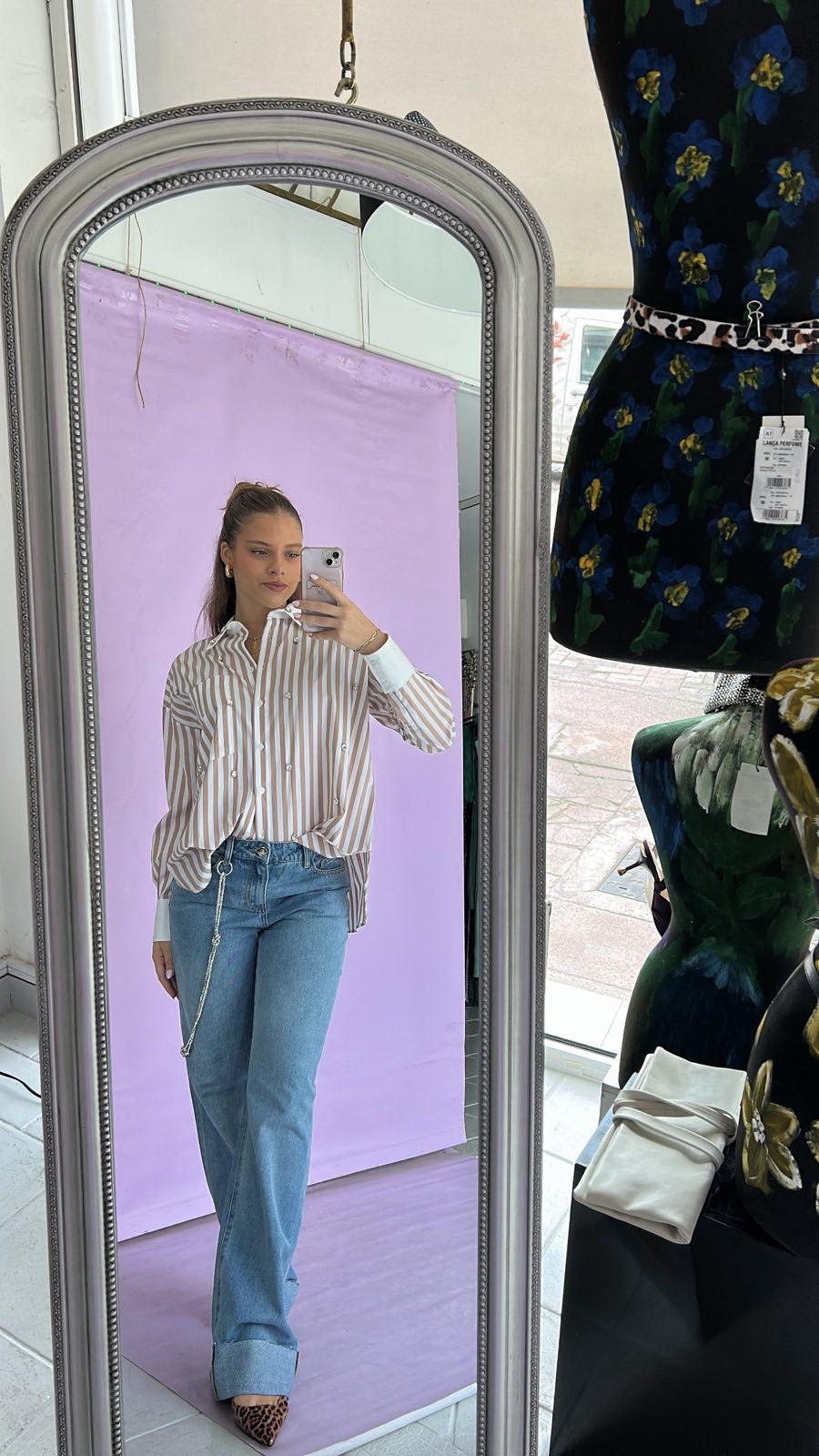 Straight line denim trouser