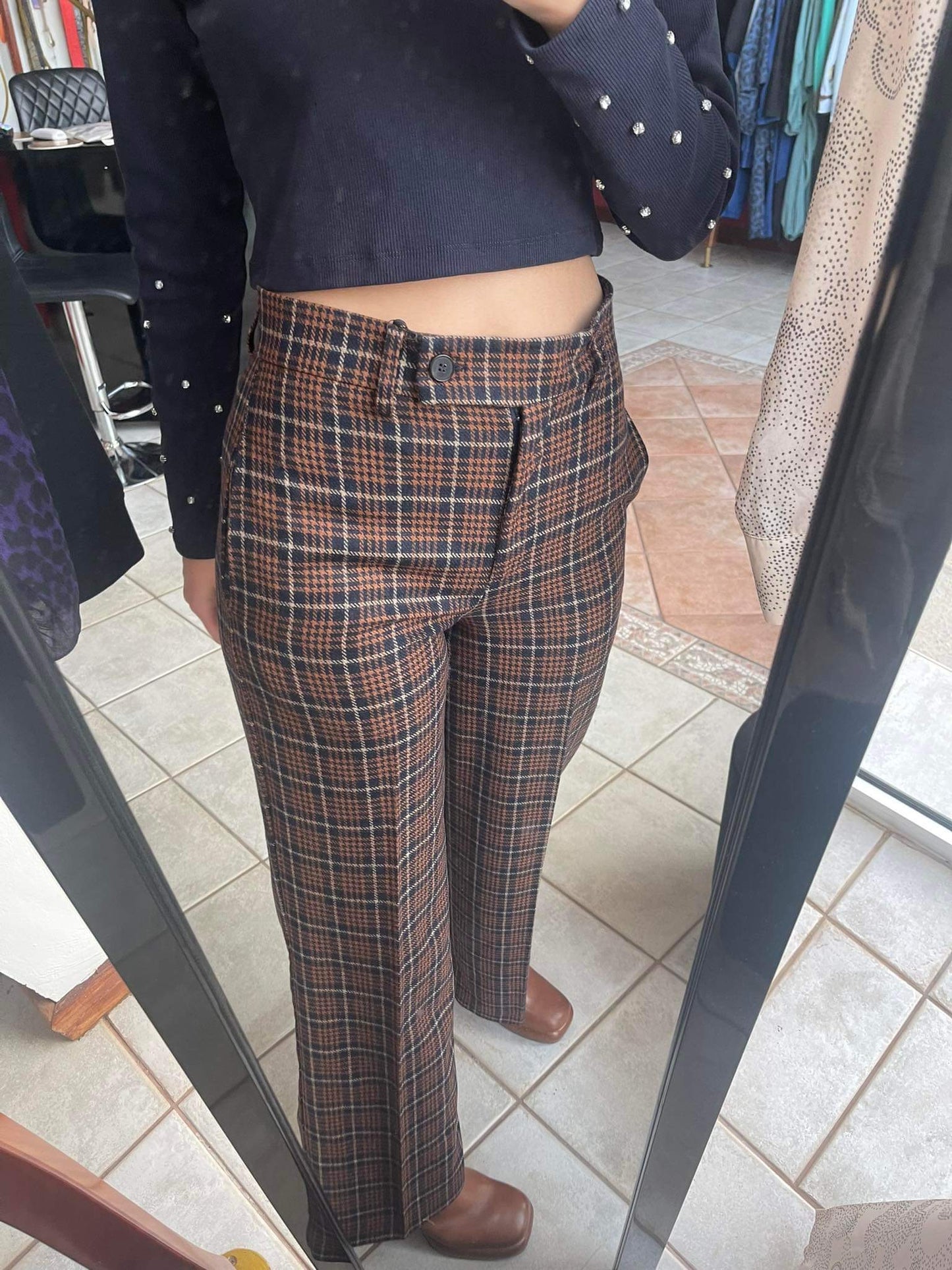 Palazzo check trousers