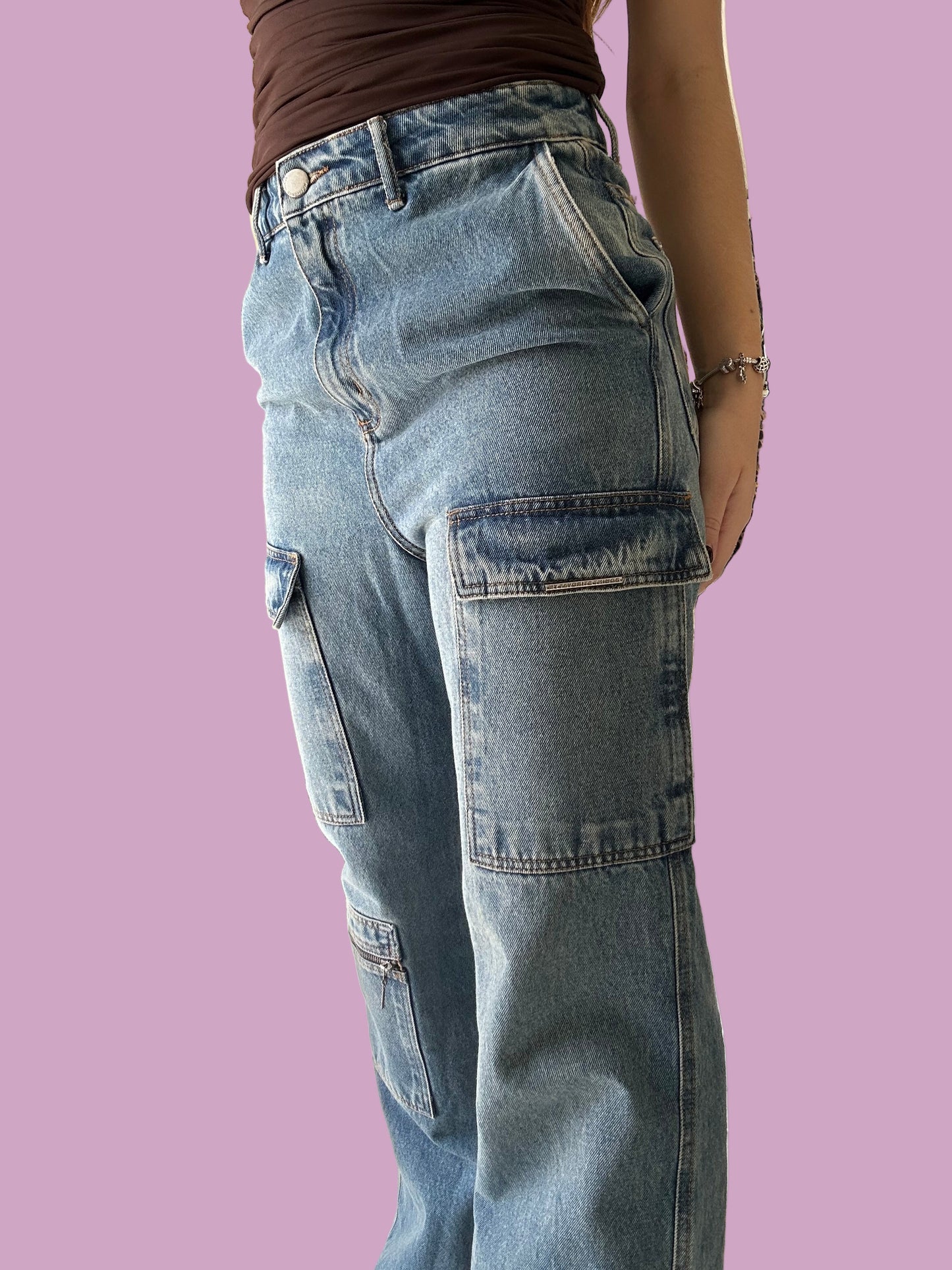 Denim cargo pants