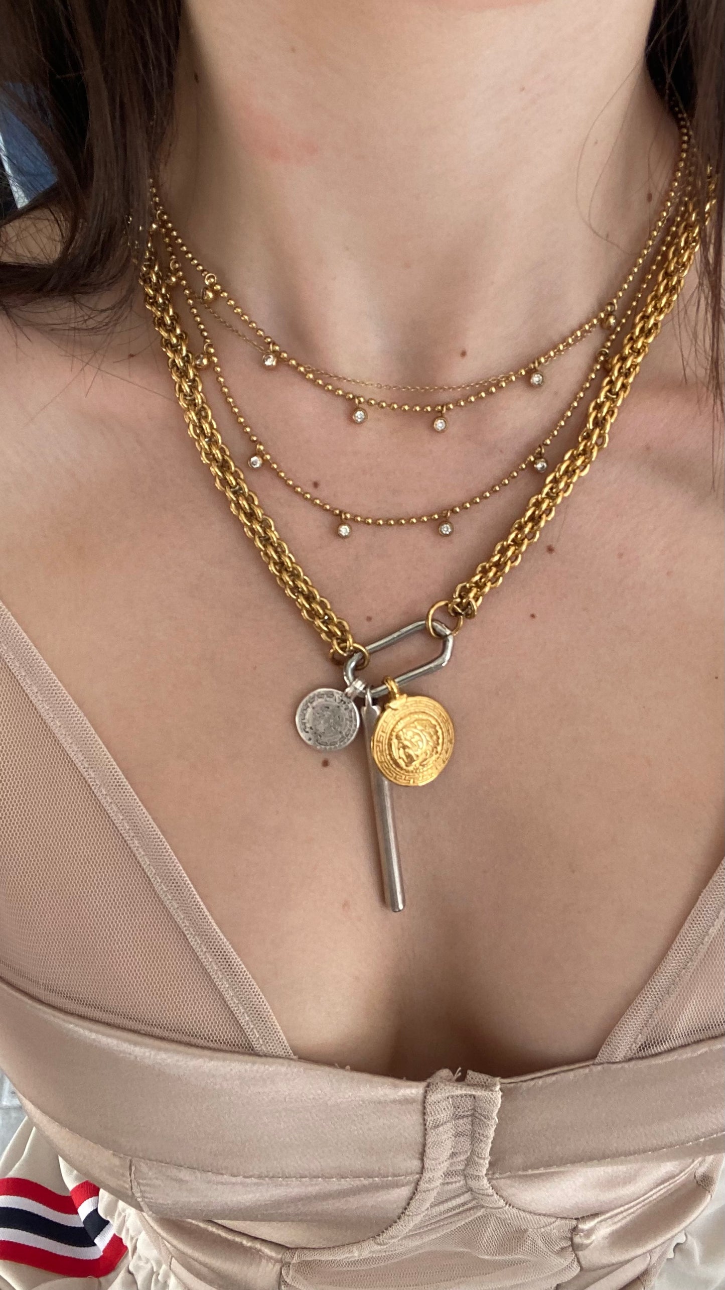 Double thin gold plated chain