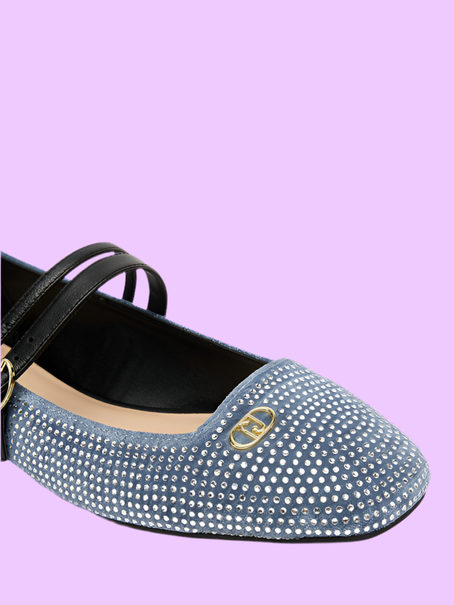Ballet flats with all-over rhinestones